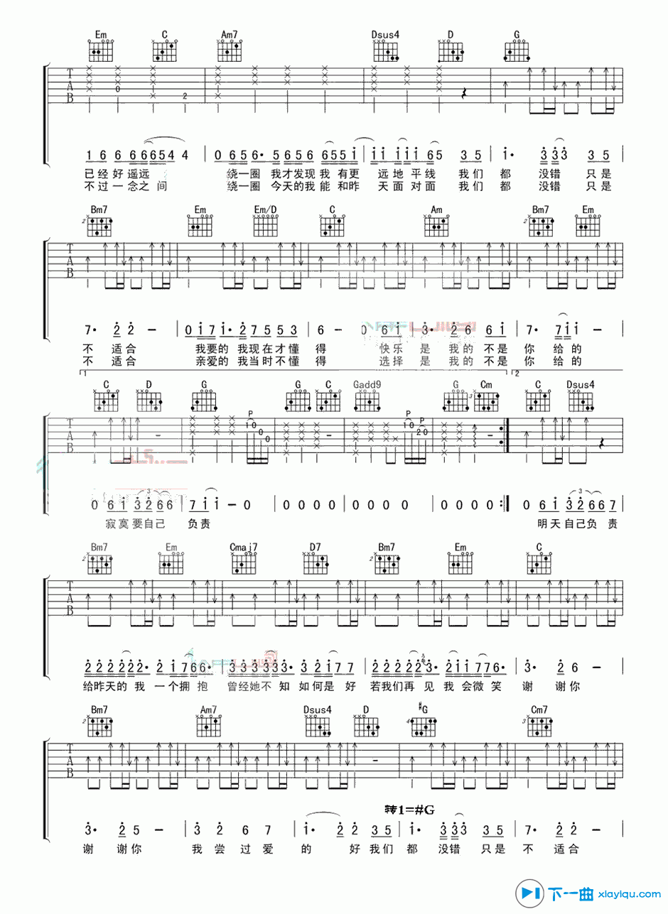 《柠檬草的味道吉他谱G调（六线谱）_蔡依林》吉他谱-C大调音乐网