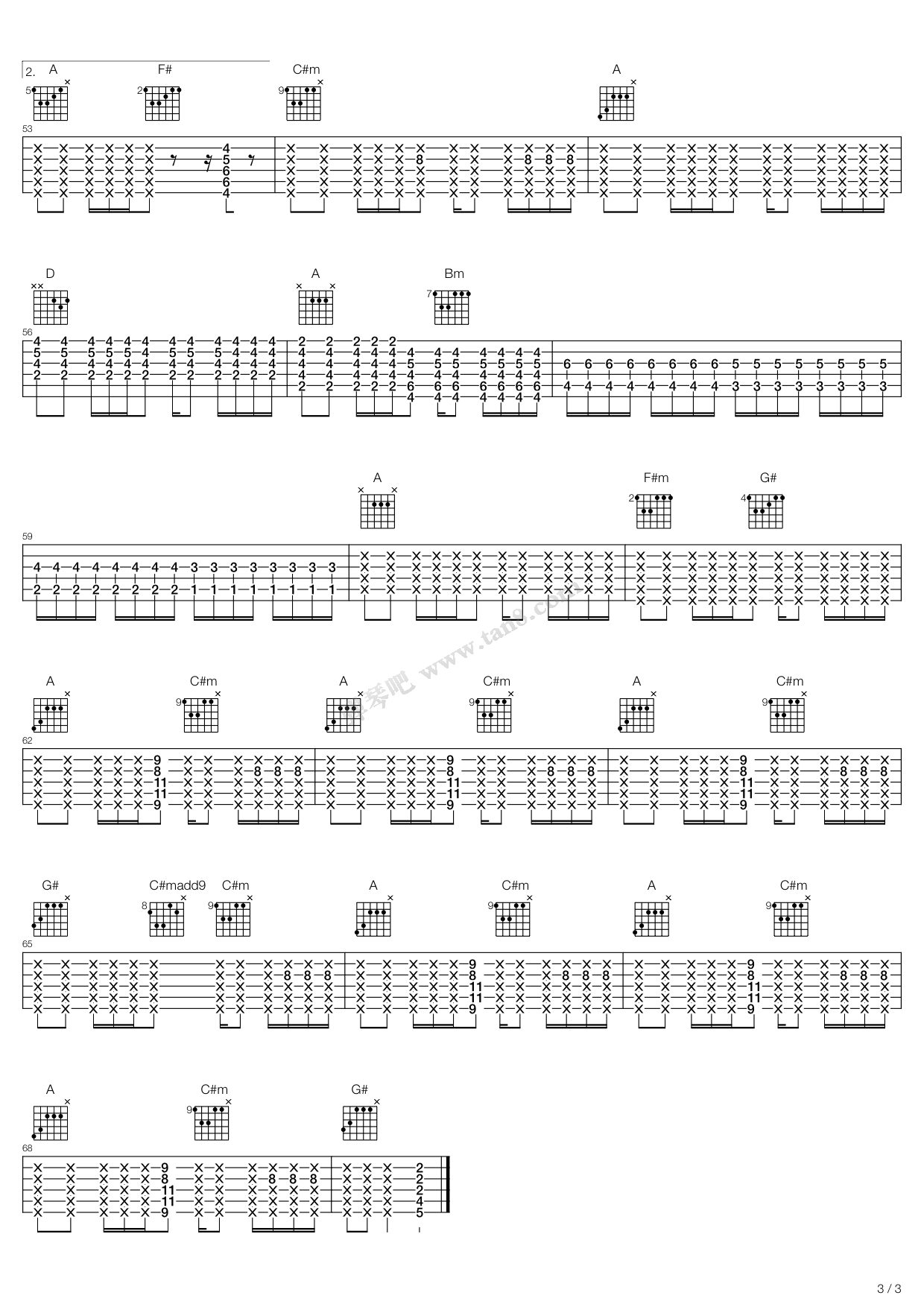 《Semishigure(蝉時雨 蝉时雨)》吉他谱-C大调音乐网