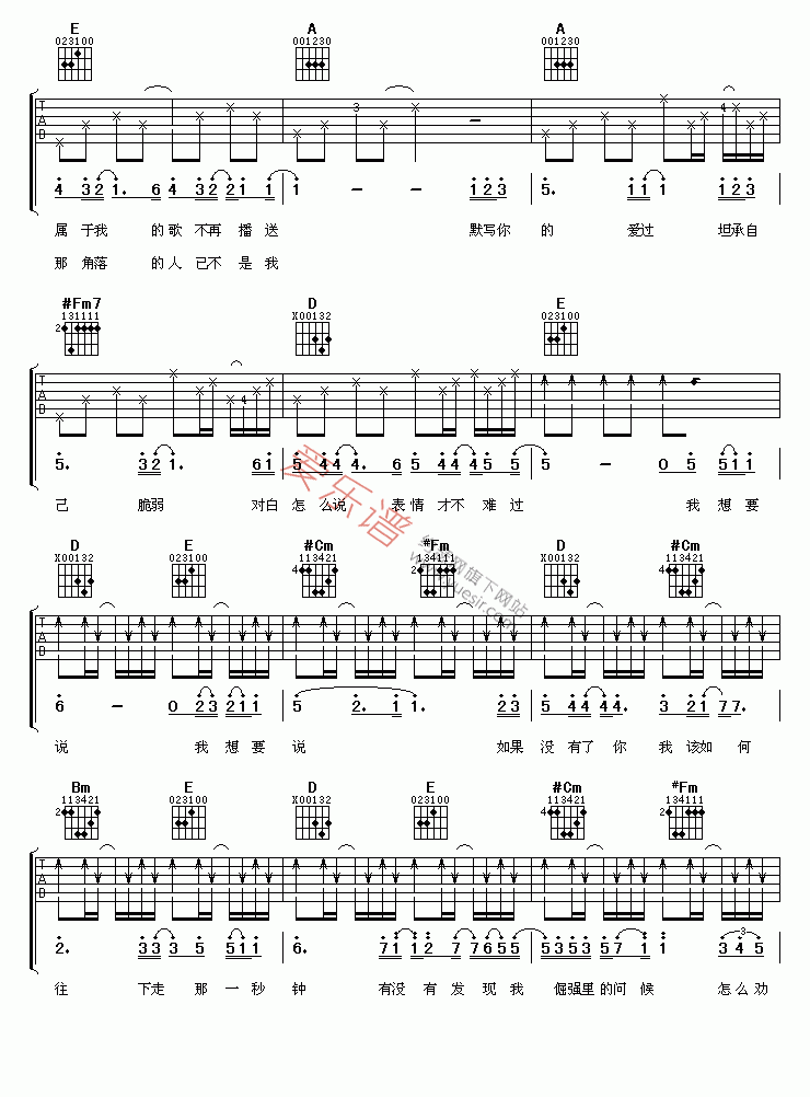 《蔡旻佑《我想要说》》吉他谱-C大调音乐网