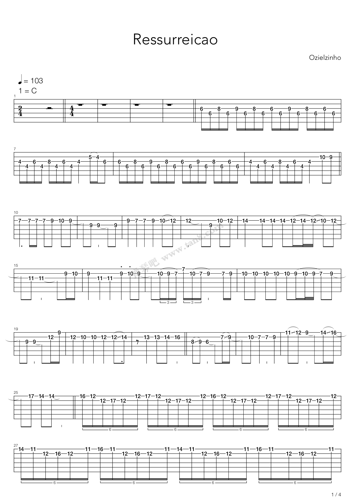 《Ressurreicao》吉他谱-C大调音乐网
