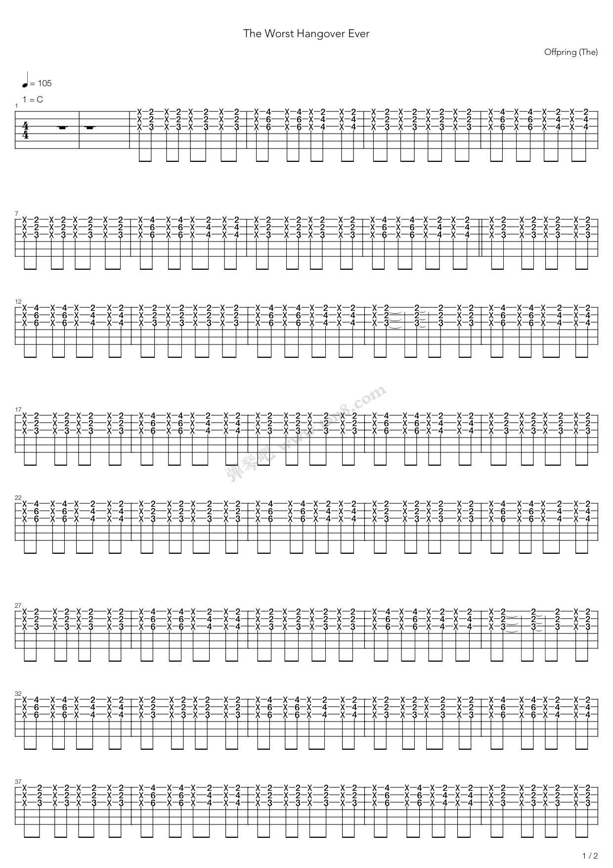 《Worst Hangover Ever》吉他谱-C大调音乐网