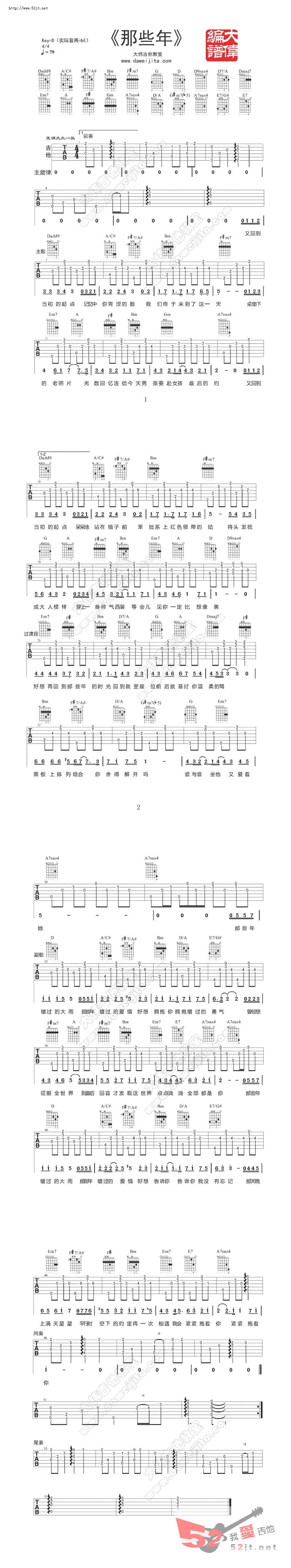 《那些年视频讲解吉他谱视频》吉他谱-C大调音乐网