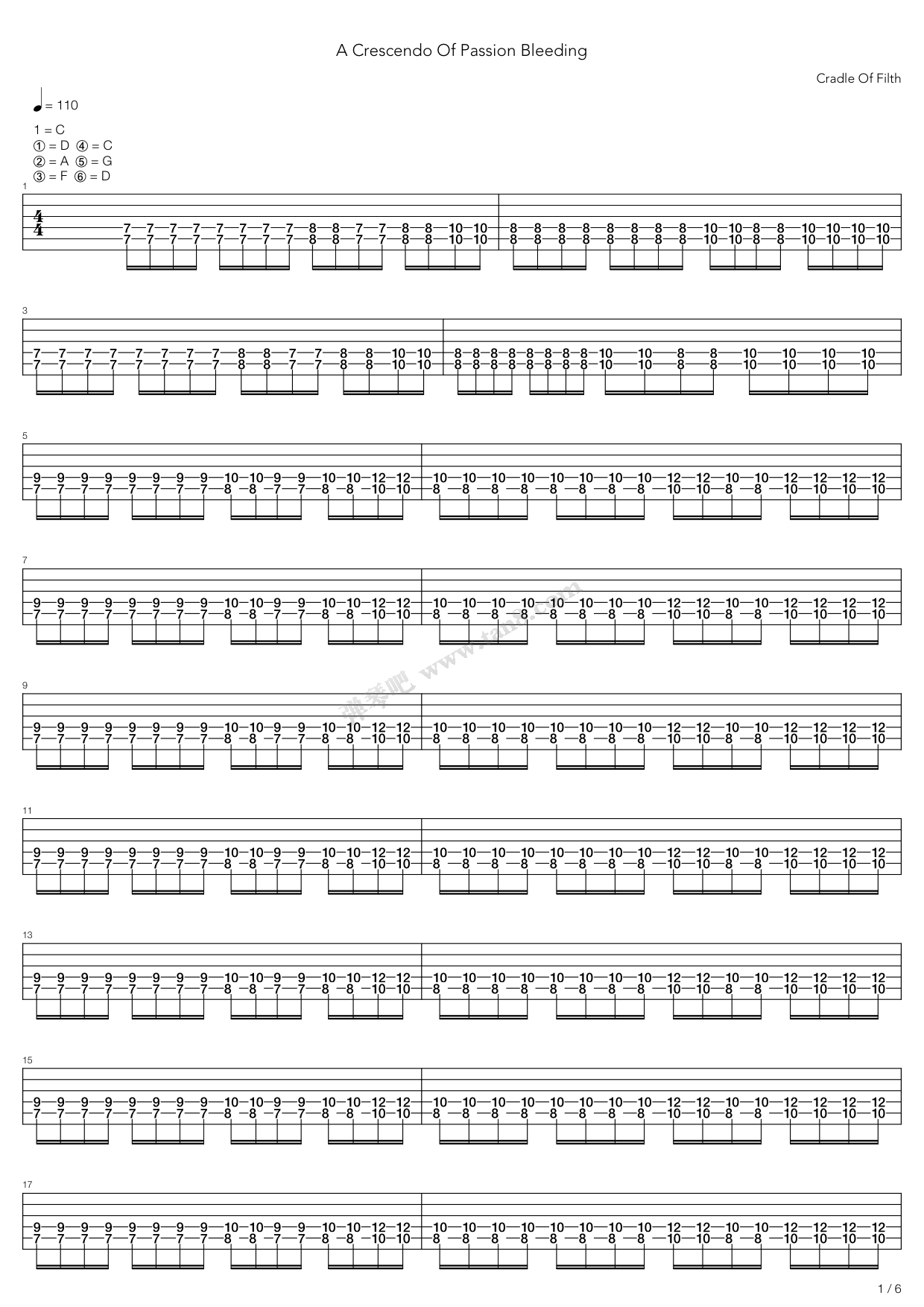《A Crescendo Of Passion Bleeding》吉他谱-C大调音乐网