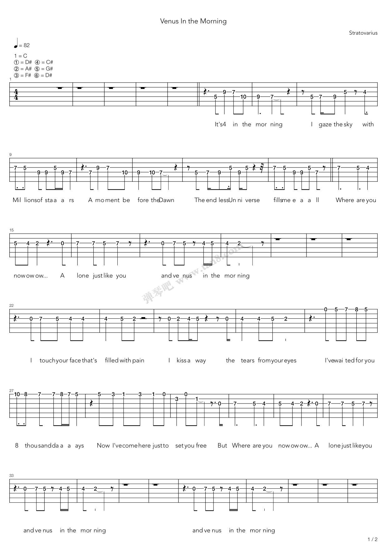 《Venus In The Morning》吉他谱-C大调音乐网