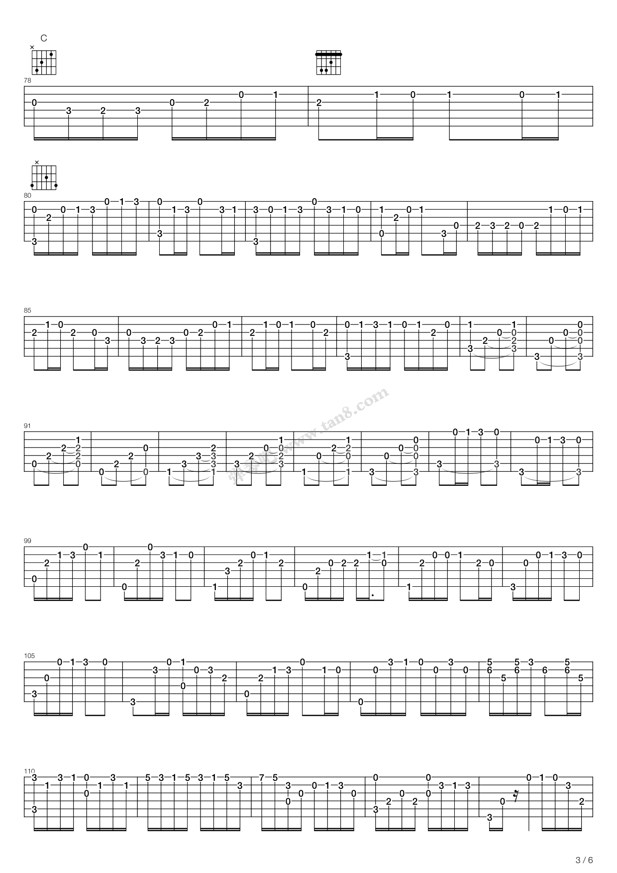 《卡农(Canon)》吉他谱-C大调音乐网