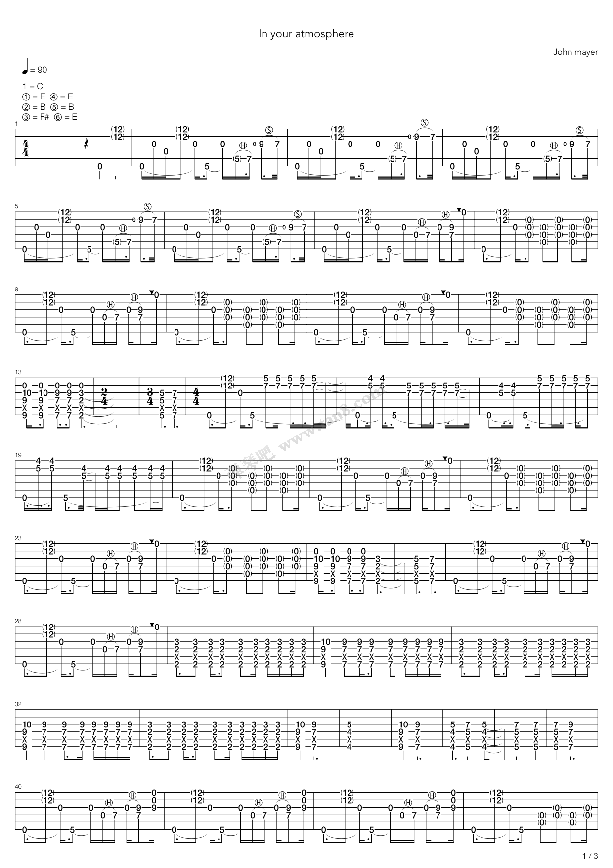《In Your Atmosphere》吉他谱-C大调音乐网
