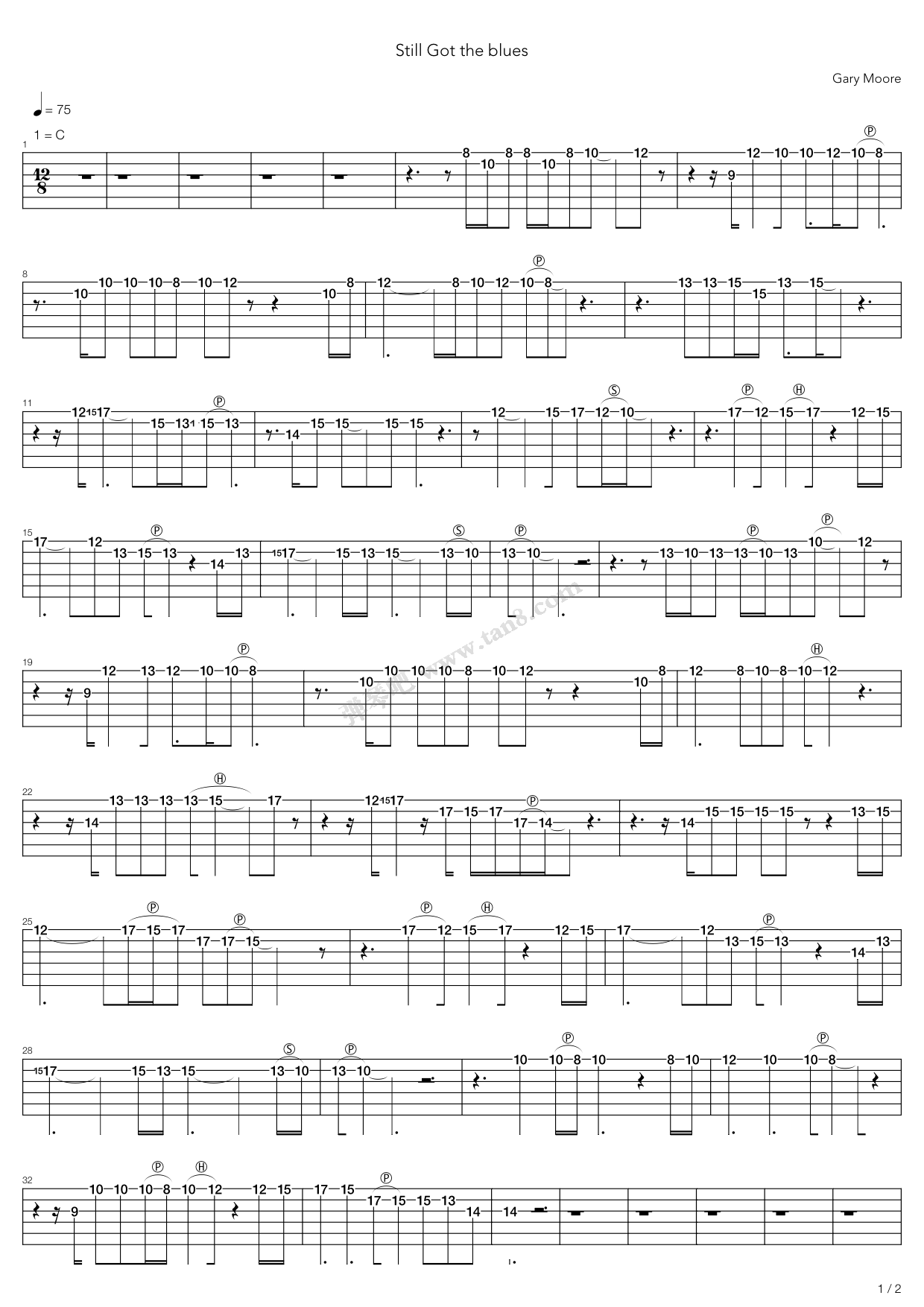 《Still Got The Blues》吉他谱-C大调音乐网