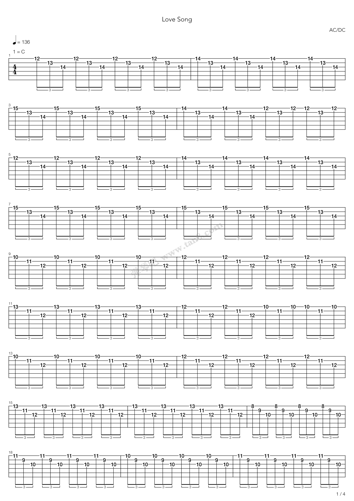 《Love Song》吉他谱-C大调音乐网