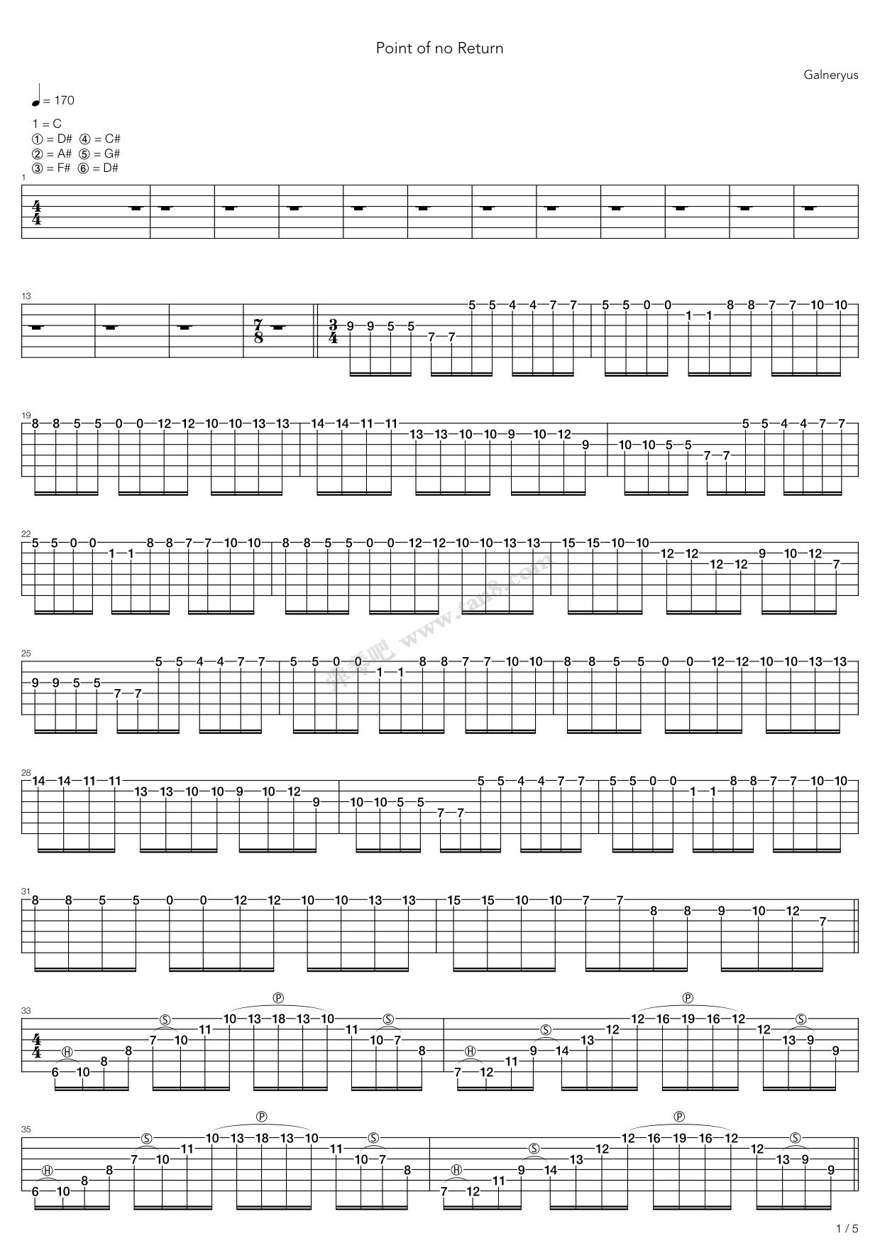 《Point Of No Return》吉他谱-C大调音乐网