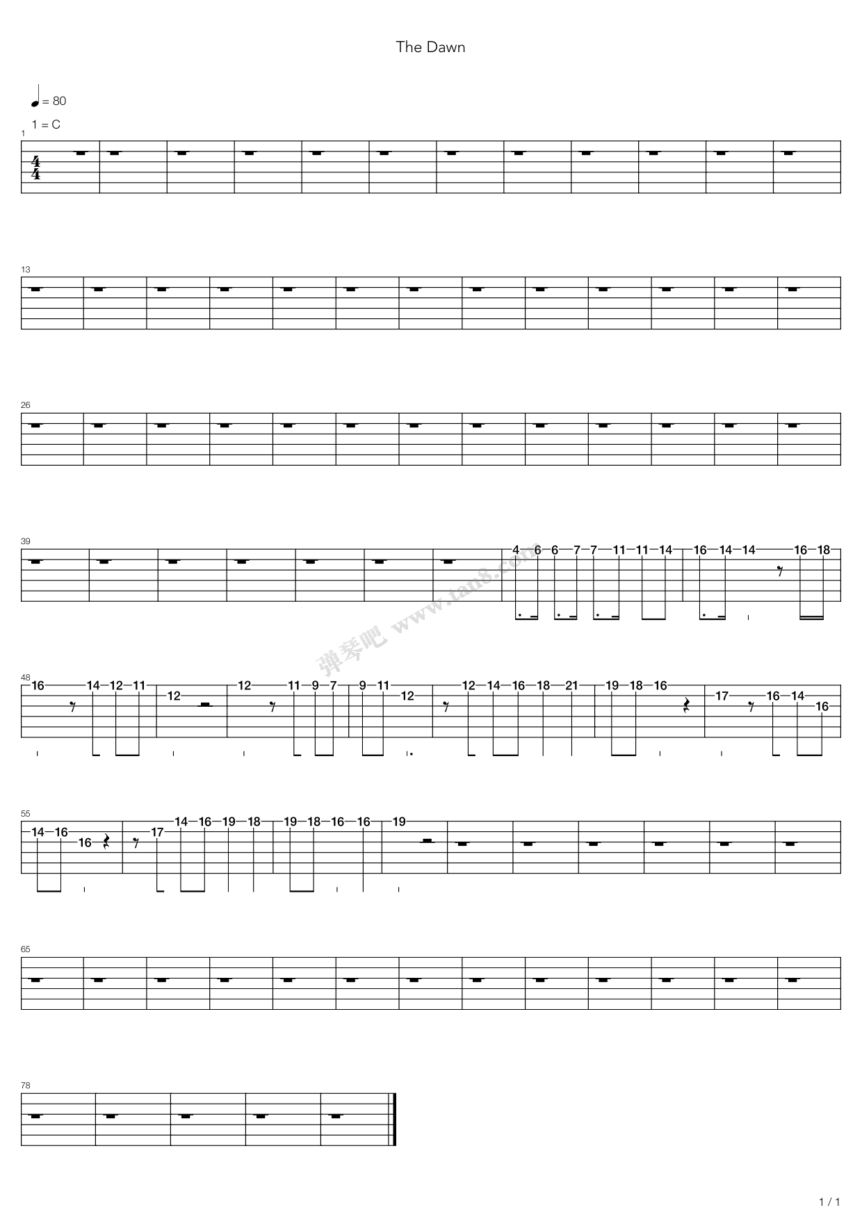 《The Dawn》吉他谱-C大调音乐网