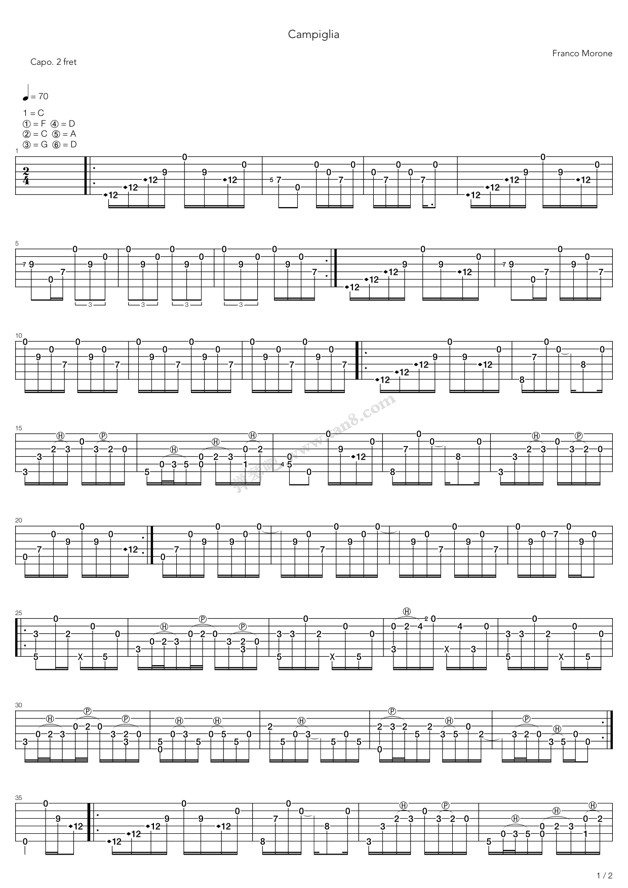 《Campiglia》吉他谱-C大调音乐网