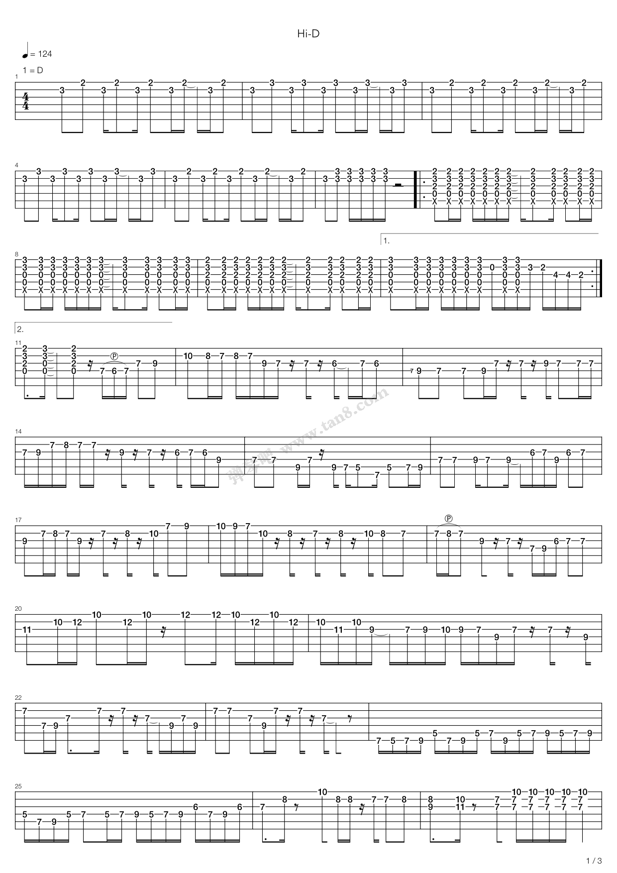 《Depapepe-Hi-D 2》吉他谱-C大调音乐网