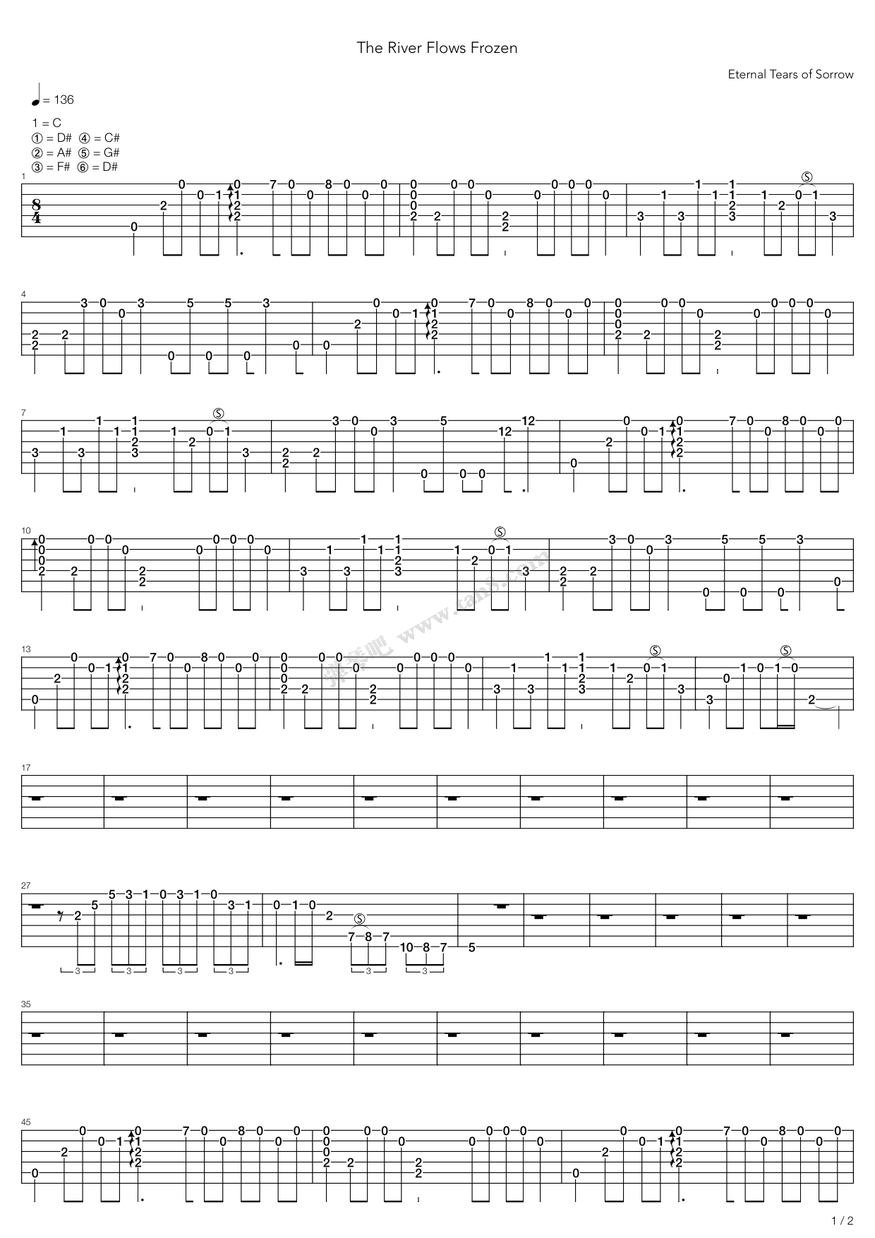 《The River Flows Frozen》吉他谱-C大调音乐网