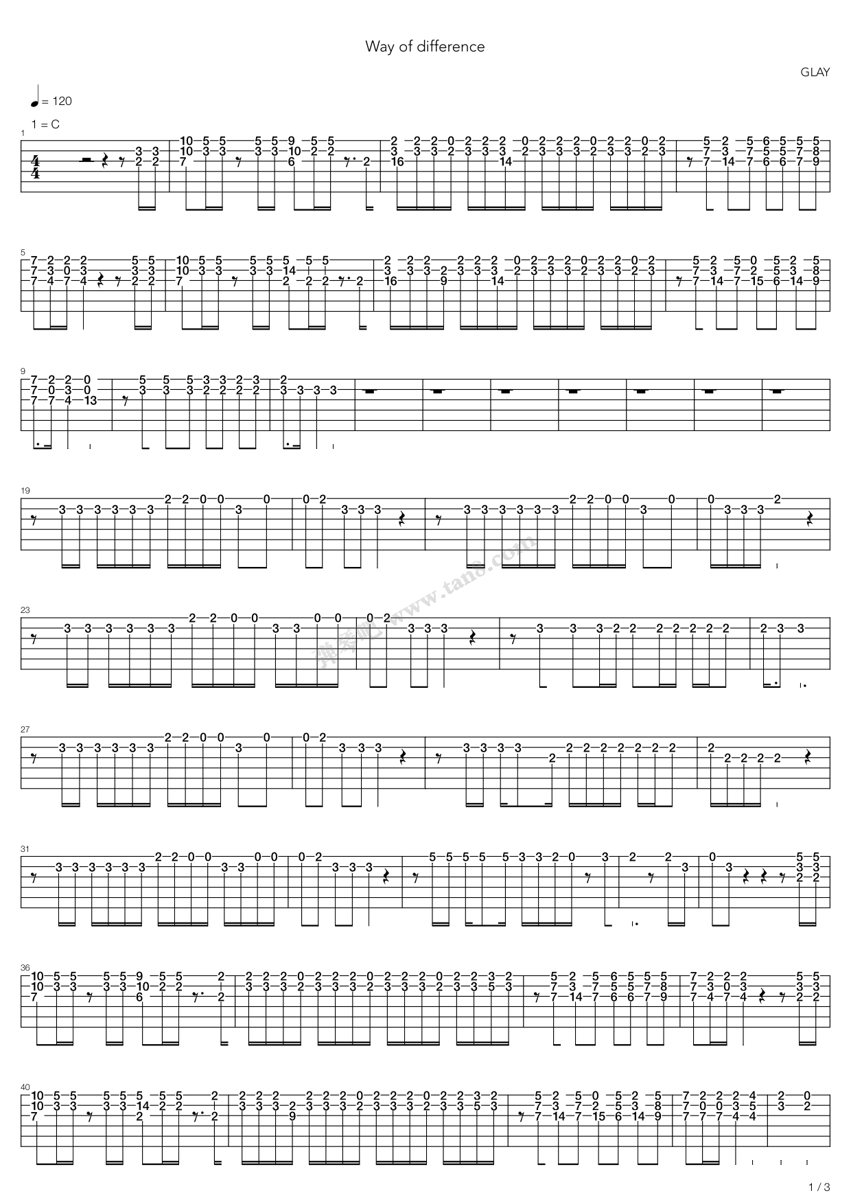 《Wao_Of_Difference》吉他谱-C大调音乐网