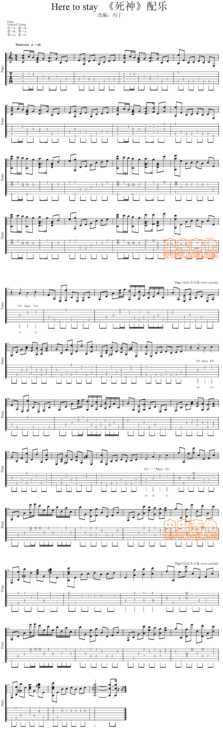 《Here to stay 死神配乐》吉他谱-C大调音乐网