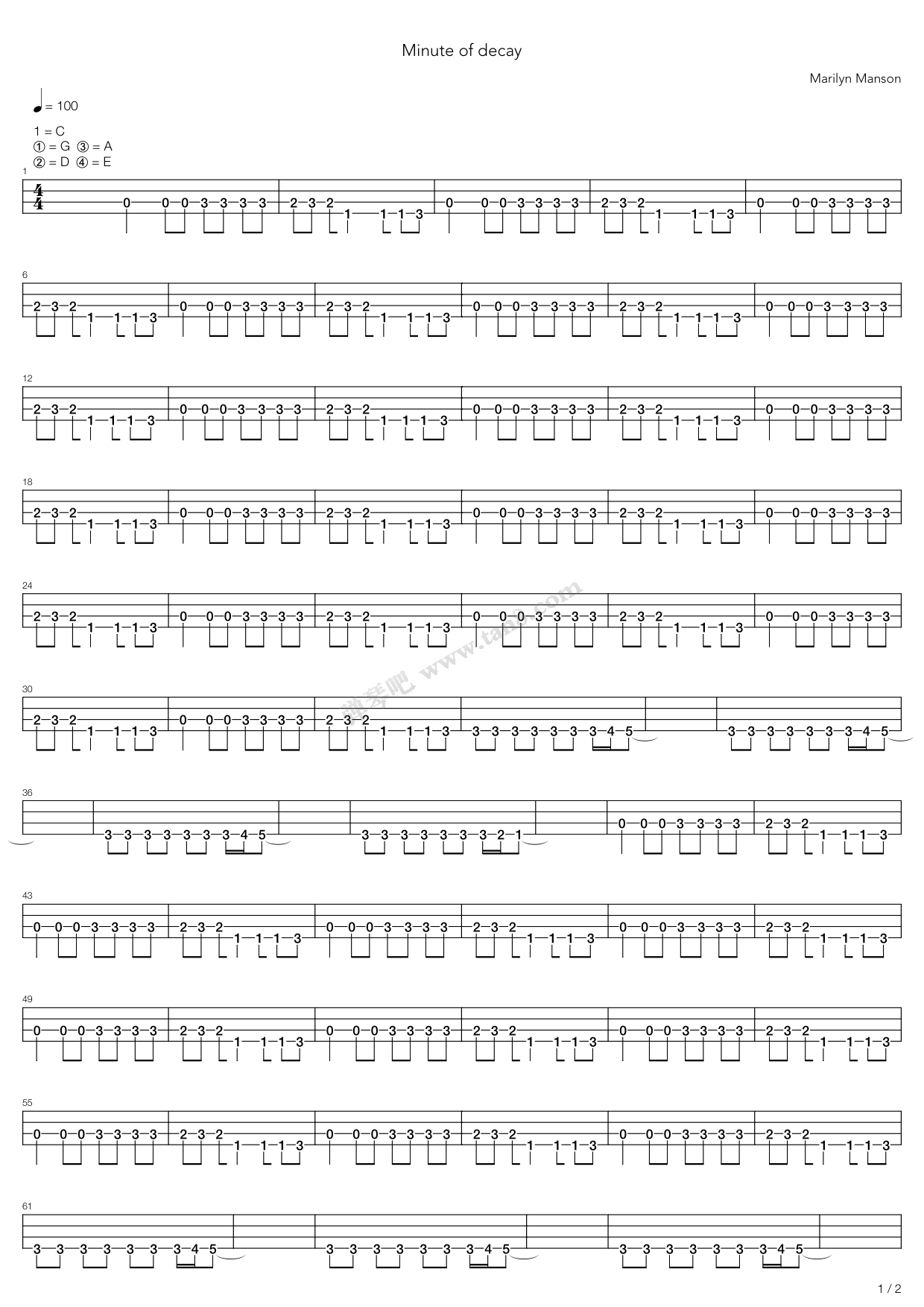 《Minute Of Decay》吉他谱-C大调音乐网