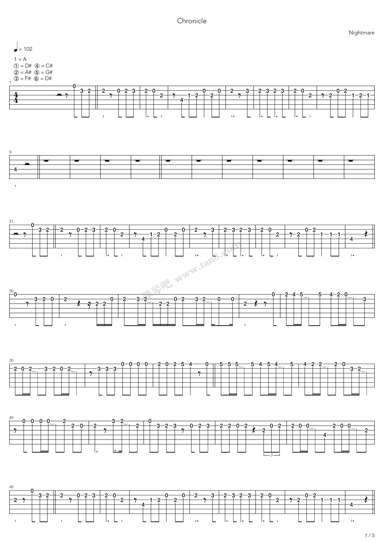 《Chronicle》吉他谱-C大调音乐网