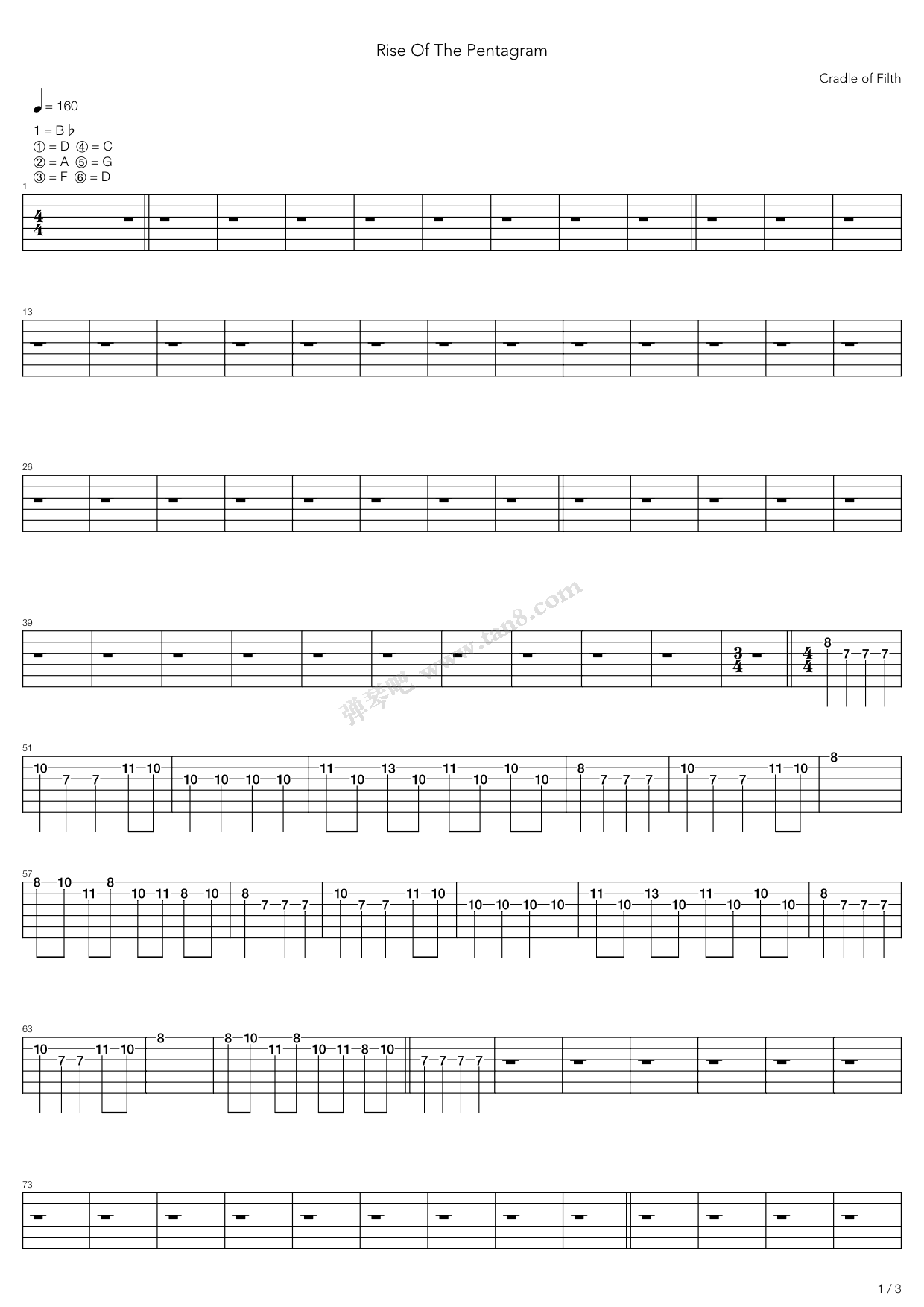 《Rise Of The Pentagram》吉他谱-C大调音乐网