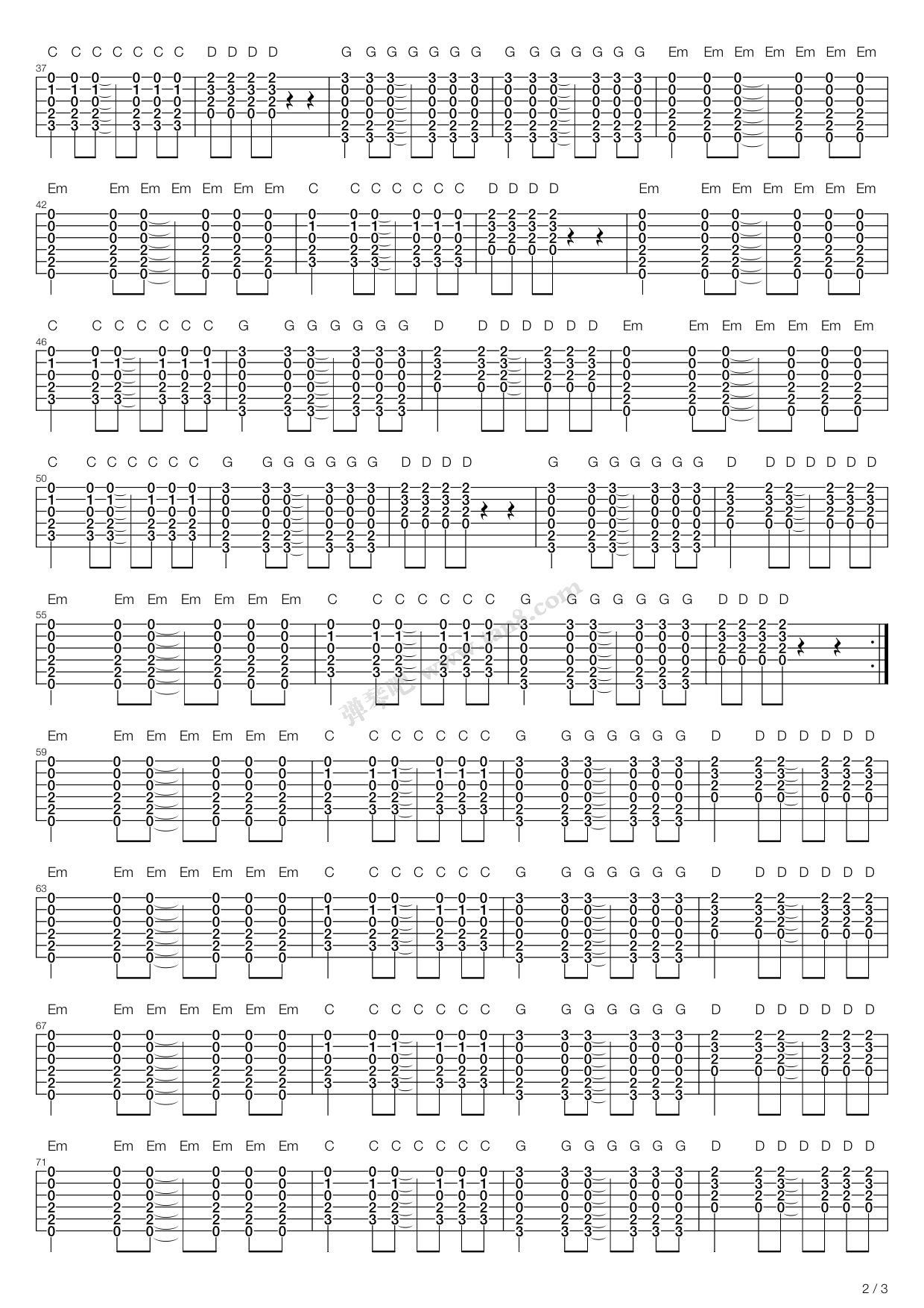 《静止》吉他谱-C大调音乐网