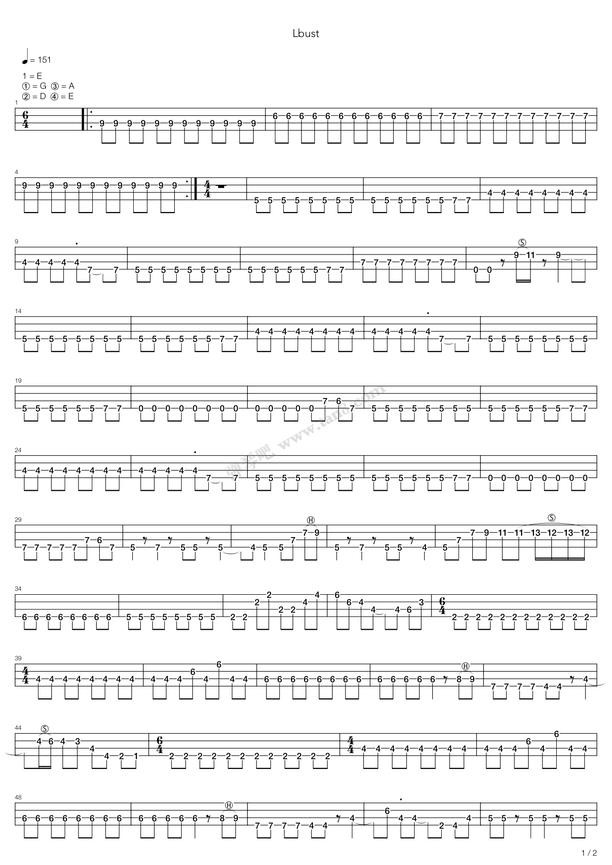 《Lbust》吉他谱-C大调音乐网