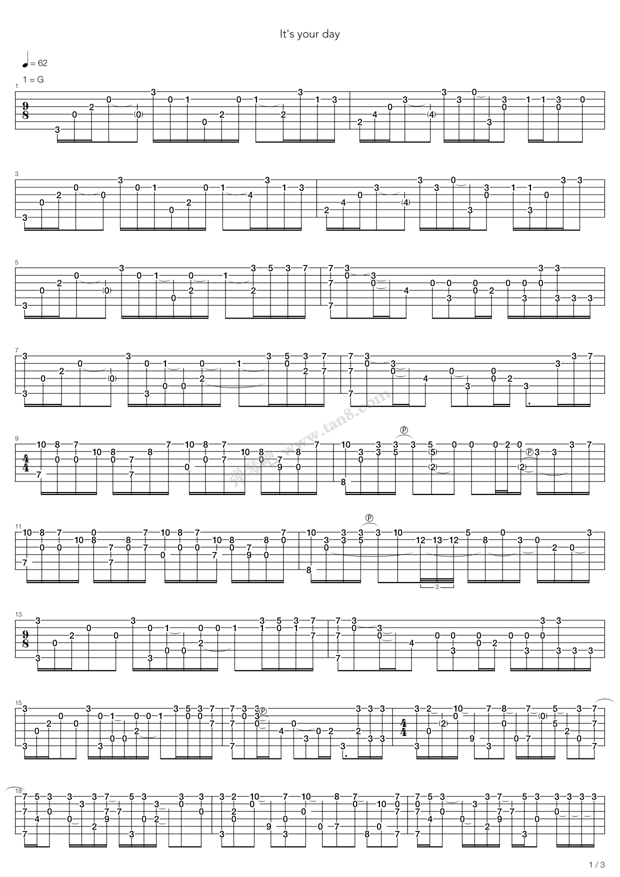 《Its Your Day》吉他谱-C大调音乐网