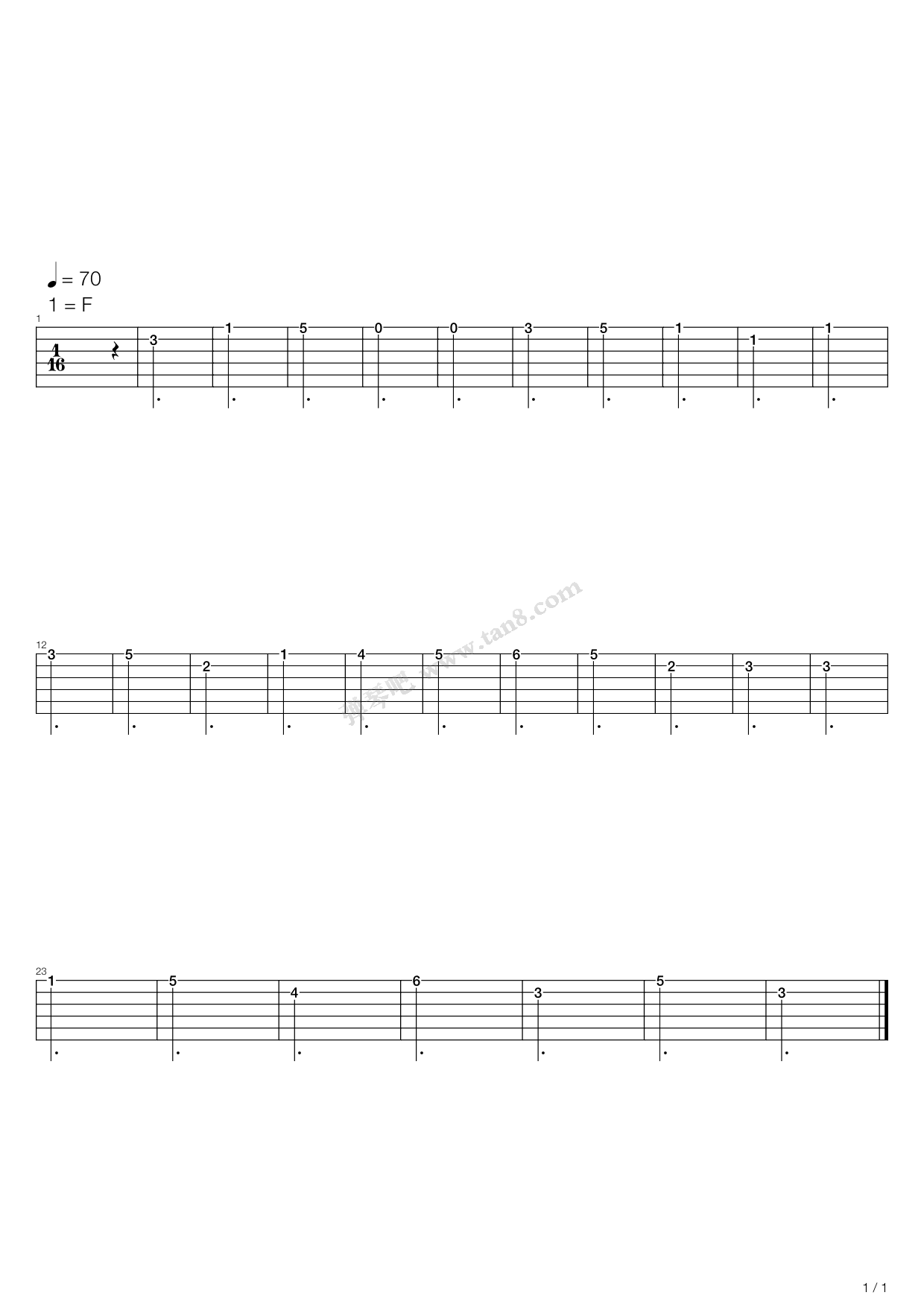 《卡尔卡西练习曲 - 11》吉他谱-C大调音乐网