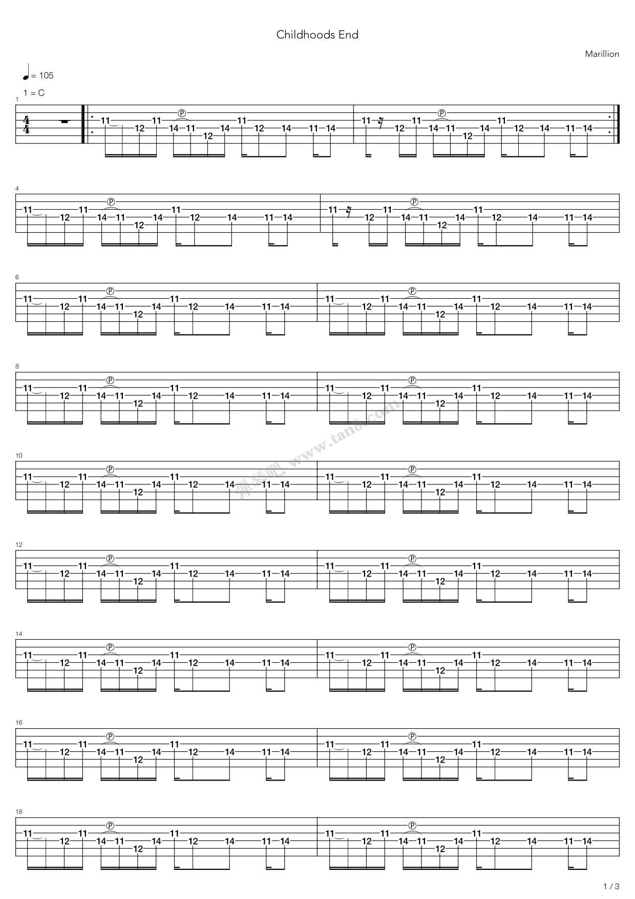 《Childhoods End》吉他谱-C大调音乐网