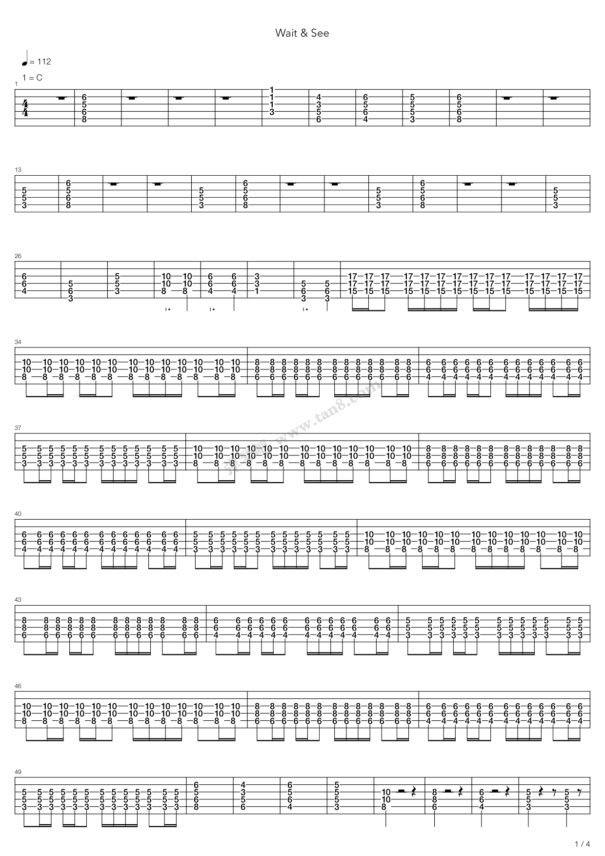 《Wait And See》吉他谱-C大调音乐网