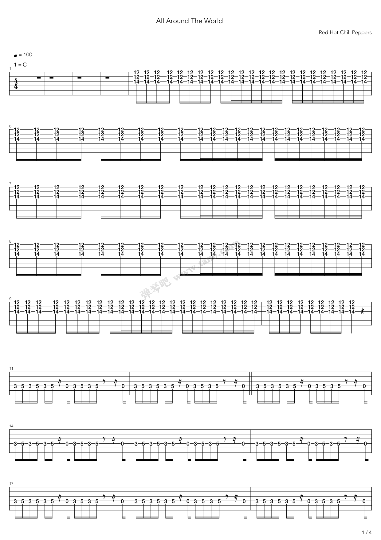 《Around The World》吉他谱-C大调音乐网