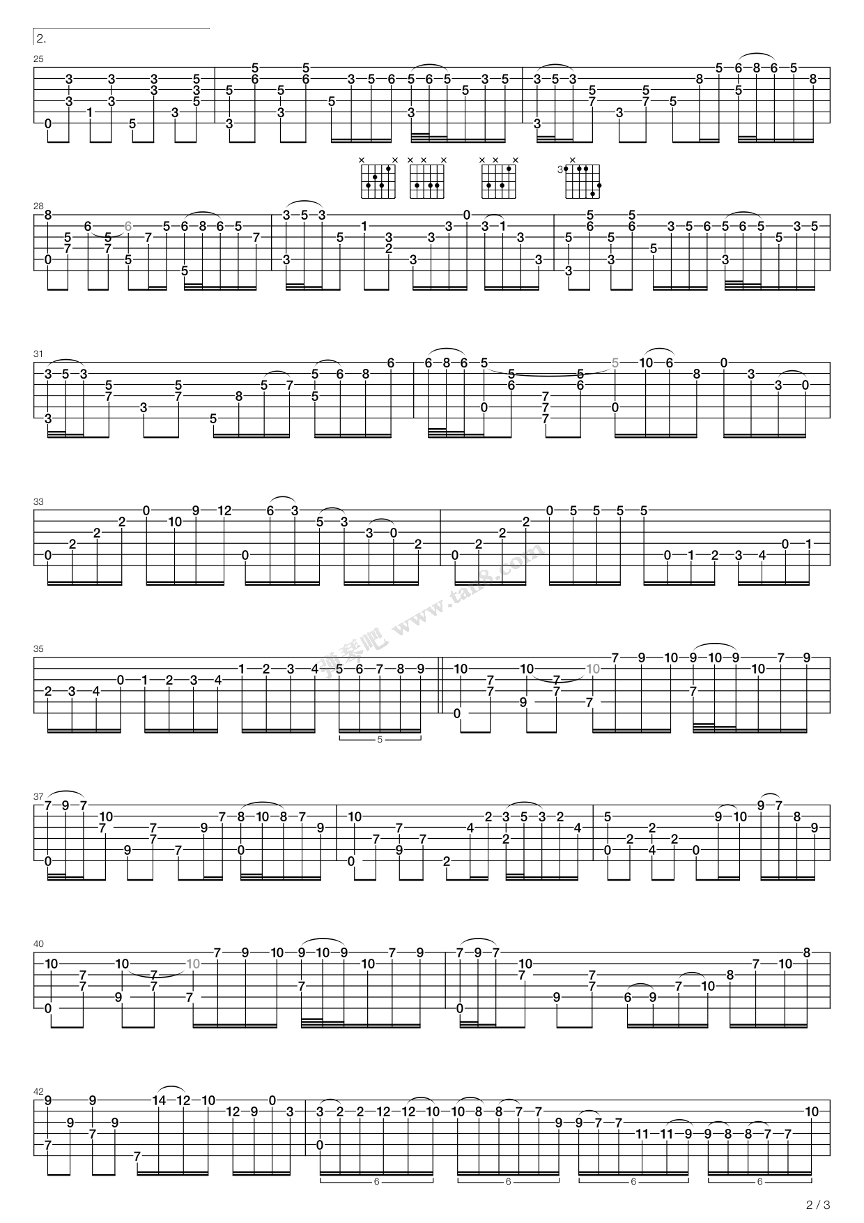 《阿拉伯风格绮想曲（古典吉他经典名曲）》吉他谱-C大调音乐网