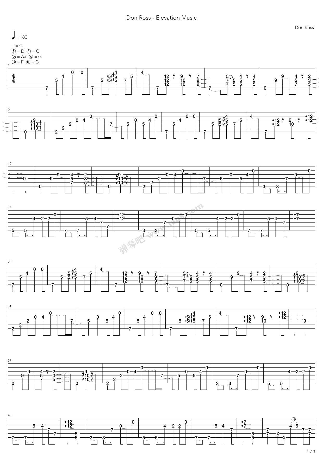 《Elevation Music》吉他谱-C大调音乐网