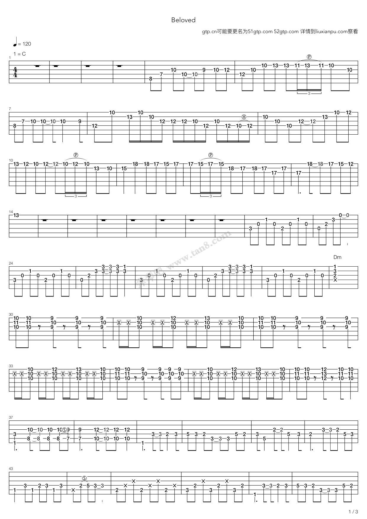 《Glay乐队- Beloved》吉他谱-C大调音乐网