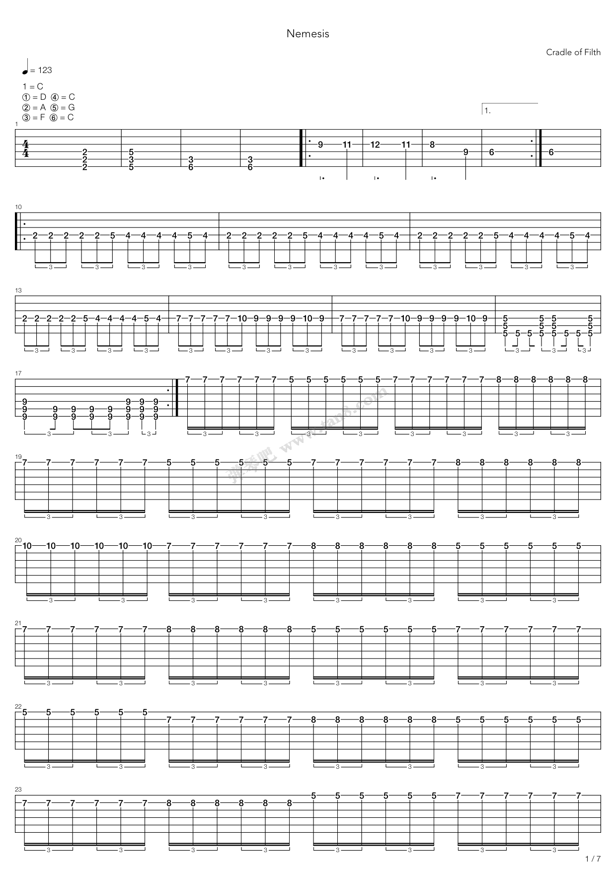 《Nemesis》吉他谱-C大调音乐网