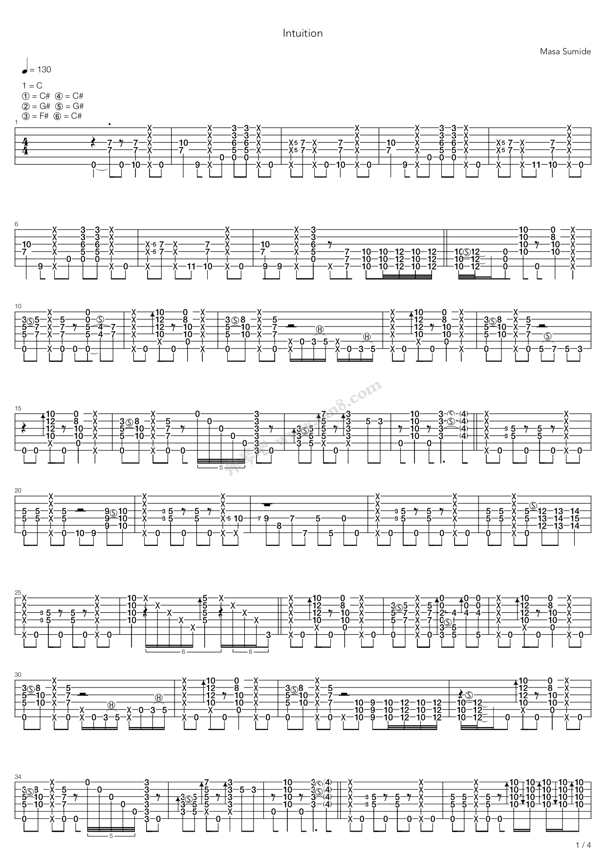 《Intuition》吉他谱-C大调音乐网