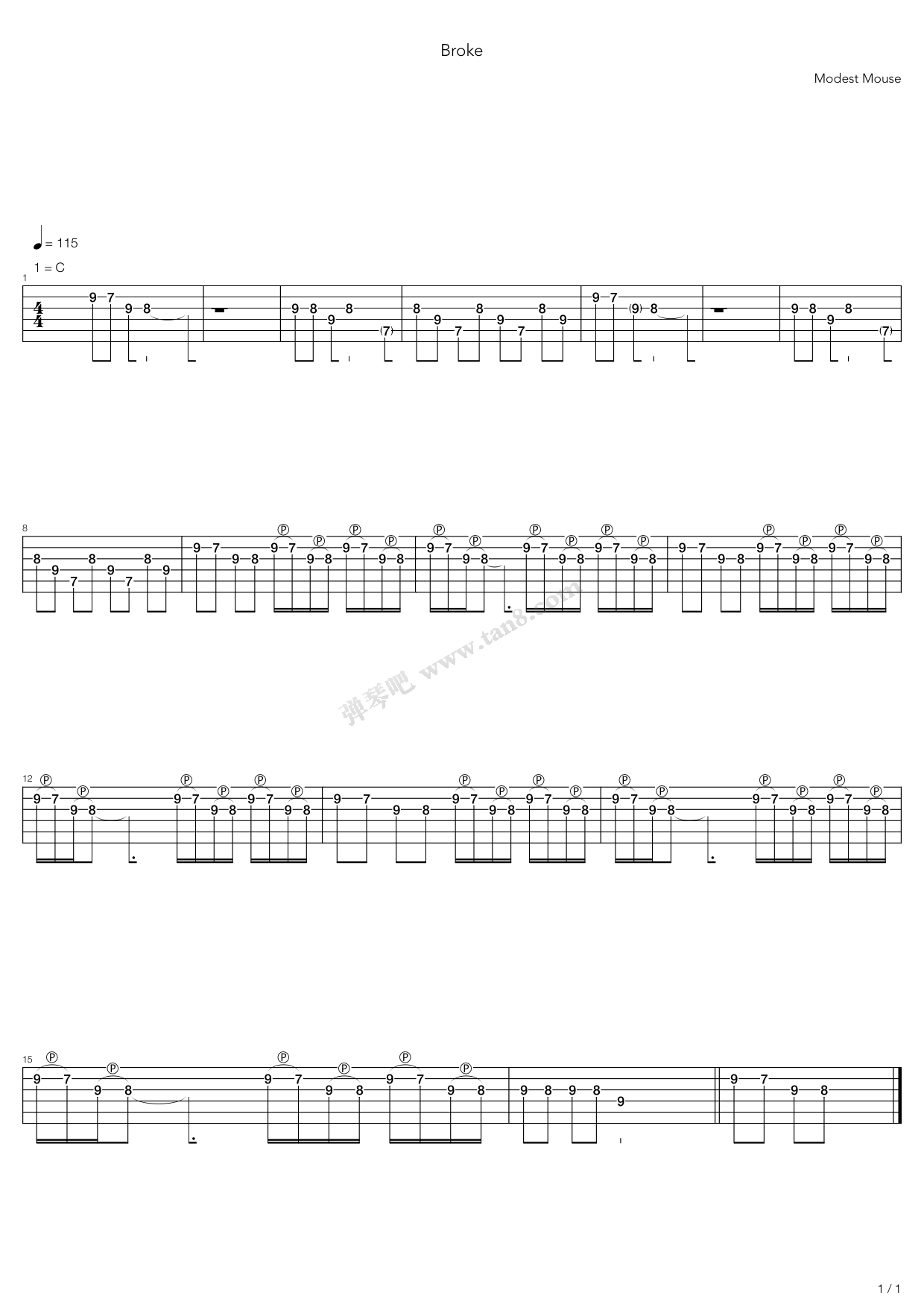 《Broke》吉他谱-C大调音乐网