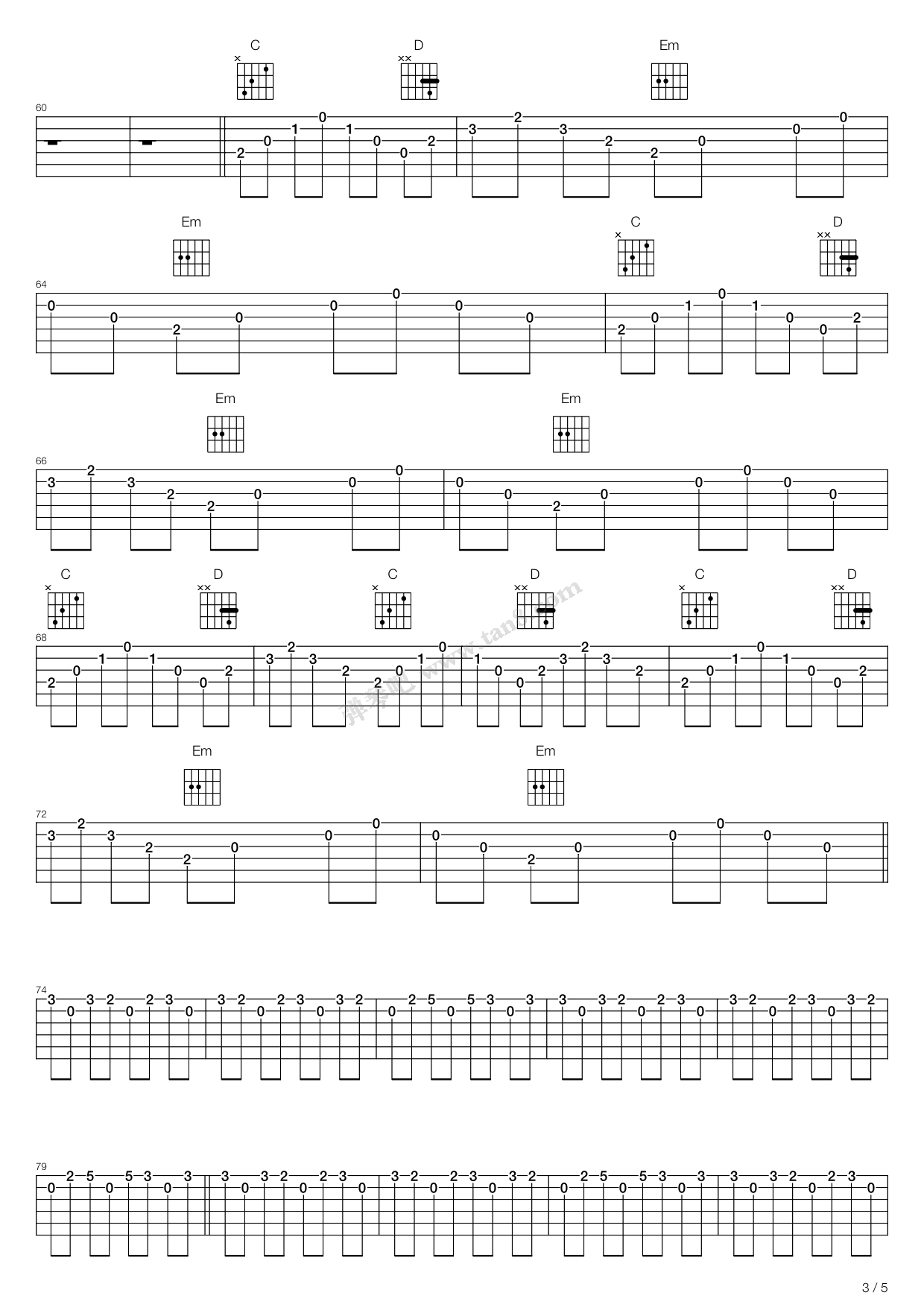 《蝶变》吉他谱-C大调音乐网