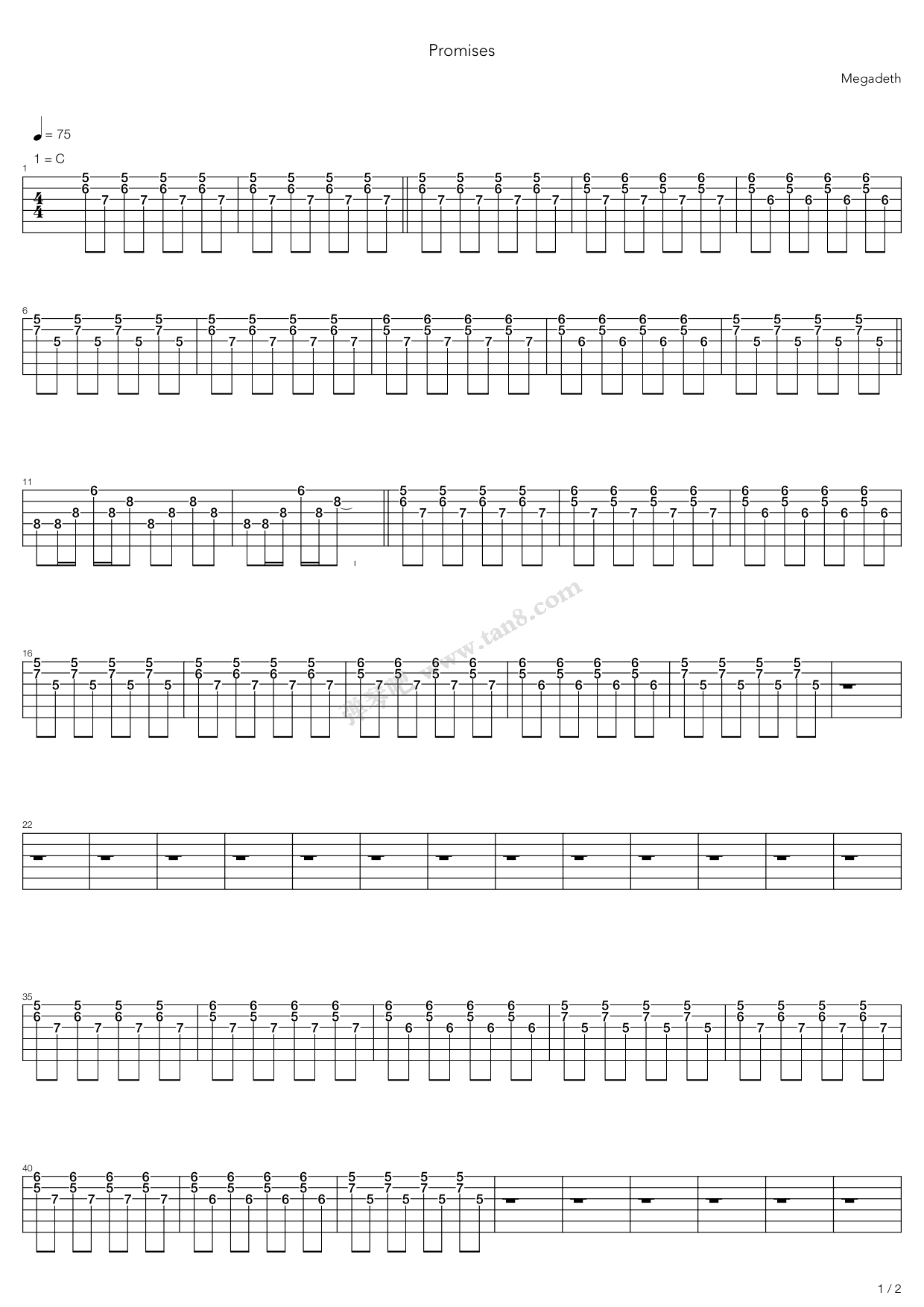 《Promises》吉他谱-C大调音乐网