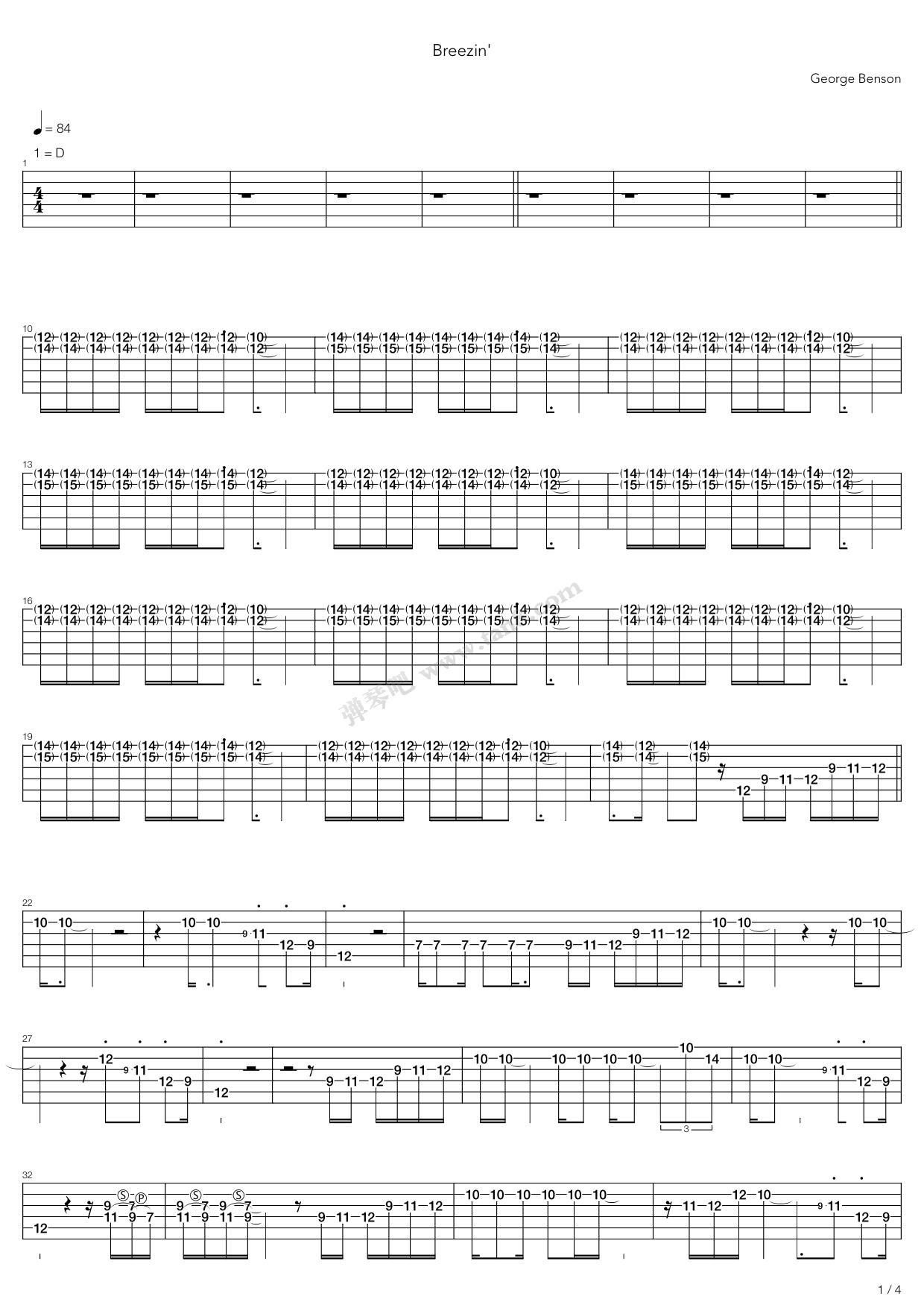 《Breezin'》吉他谱-C大调音乐网