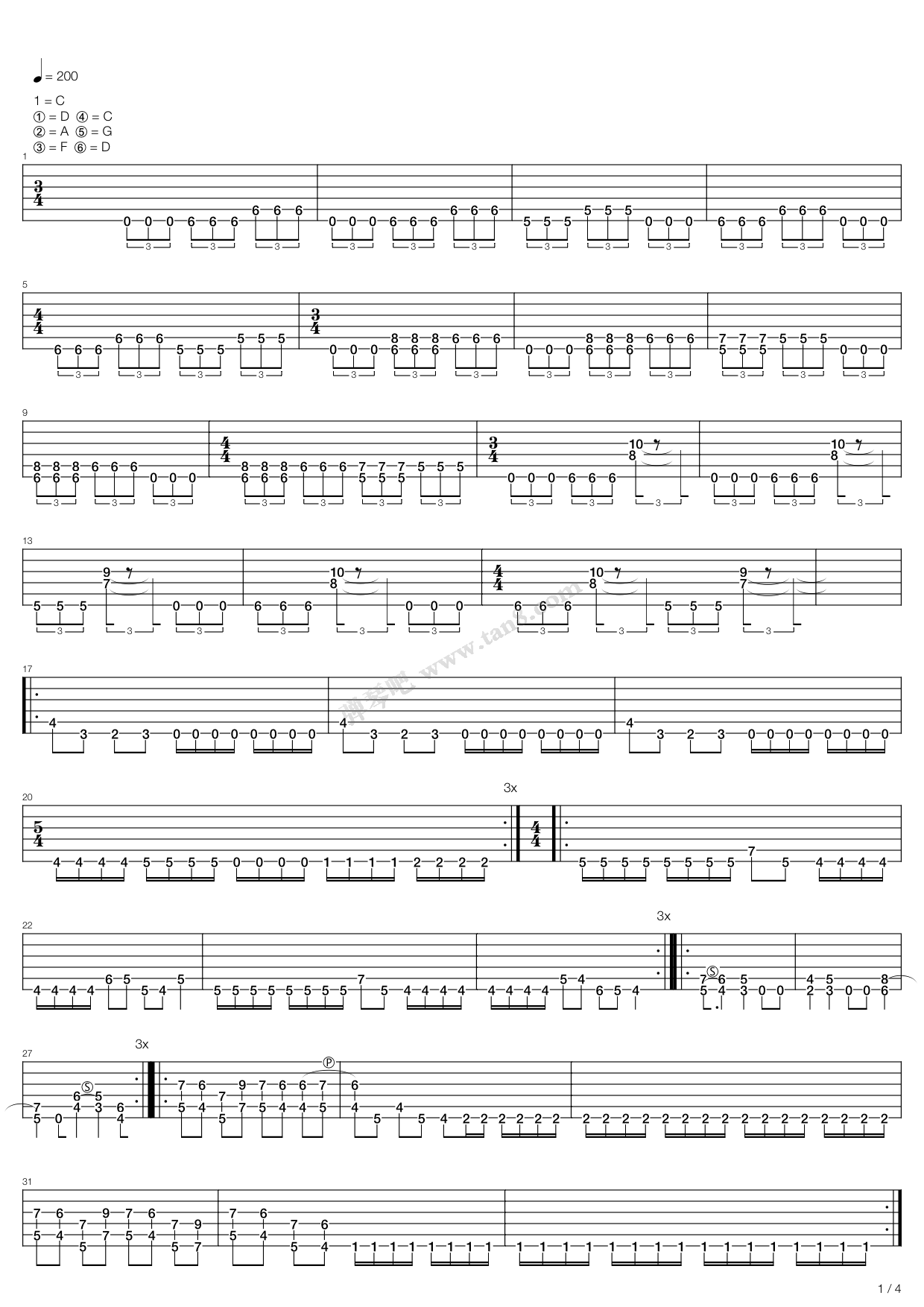 《Death死亡乐队 - Flattening Of Emotions》吉他谱-C大调音乐网