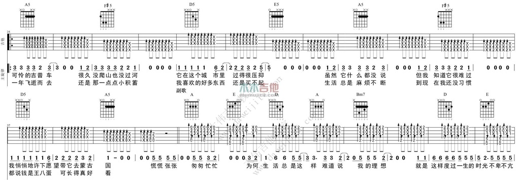 《活着》吉他谱-C大调音乐网