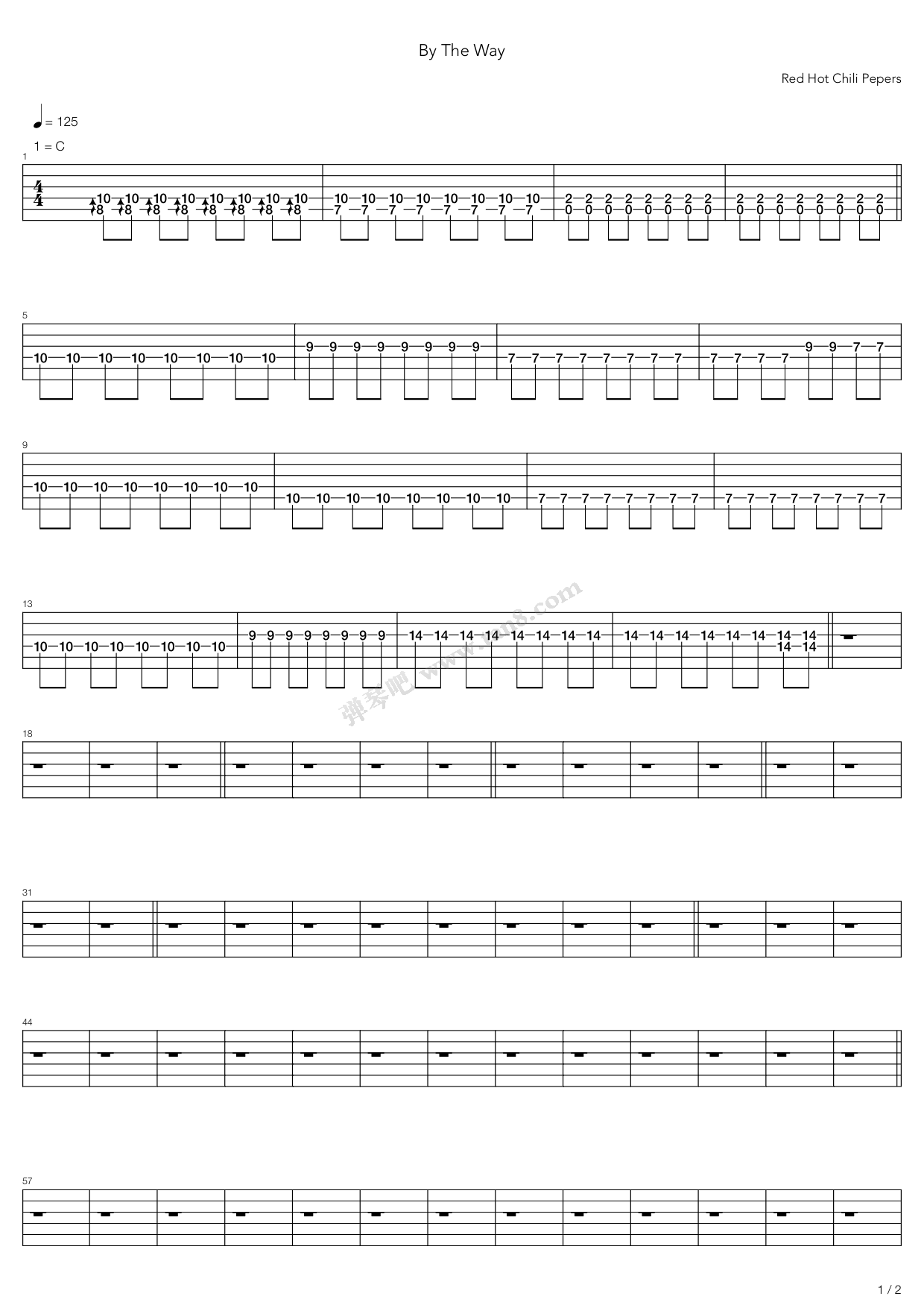 《By The》吉他谱-C大调音乐网