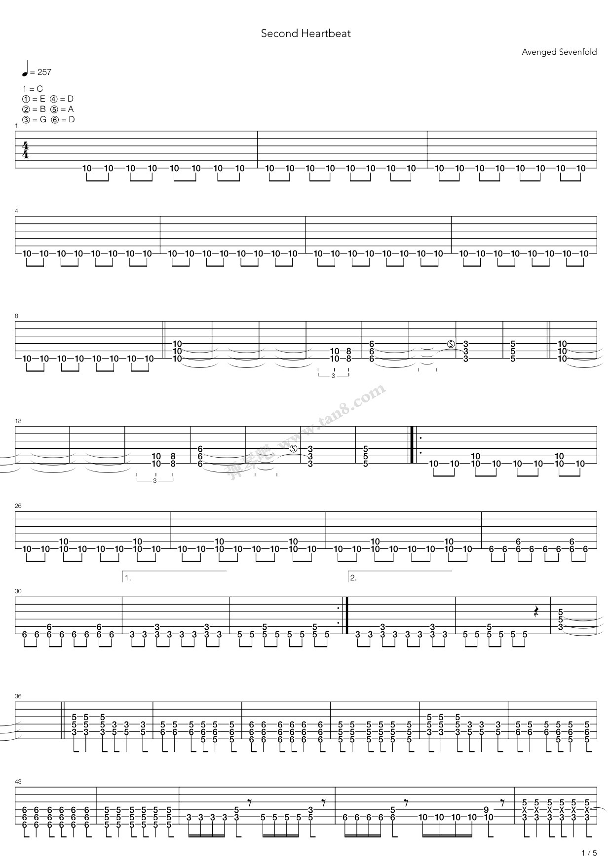《Second Heartbeat》吉他谱-C大调音乐网