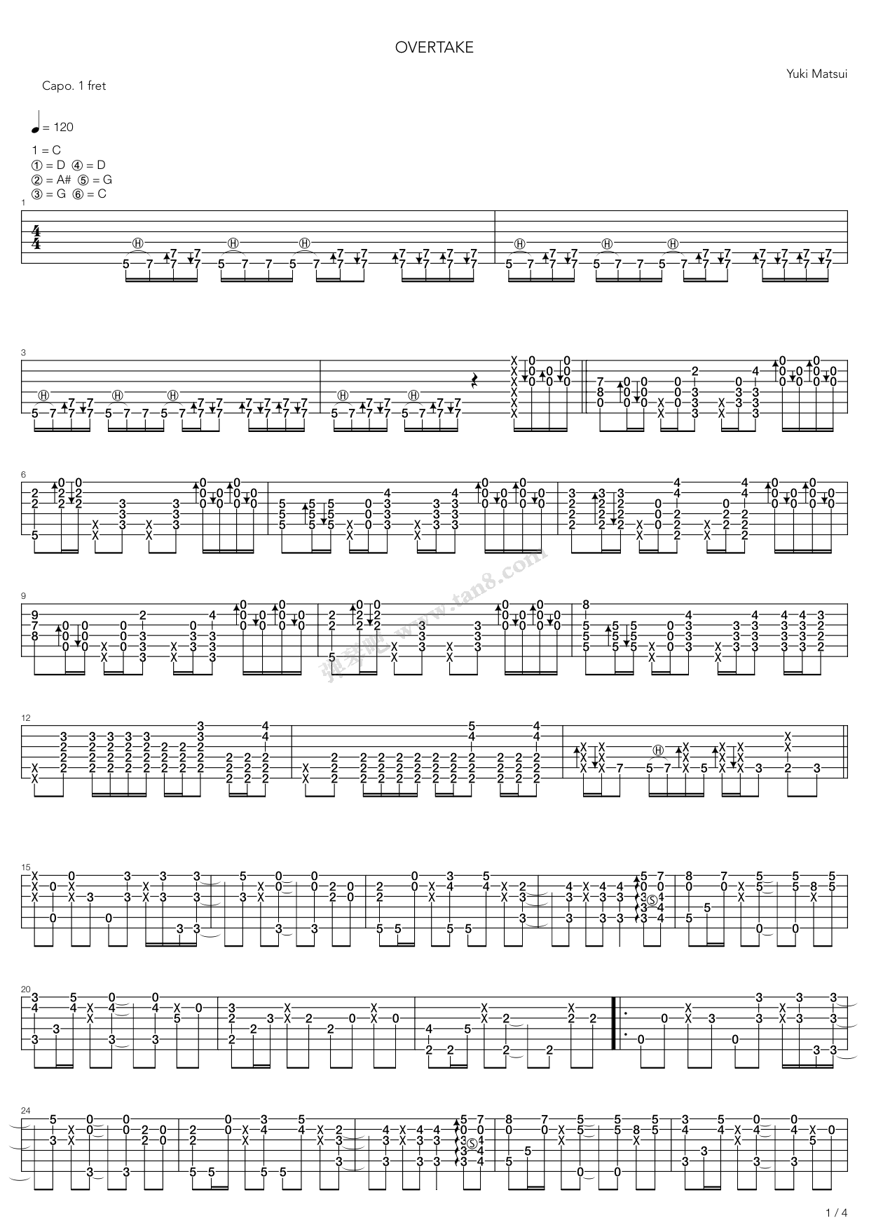 《Overtake》吉他谱-C大调音乐网