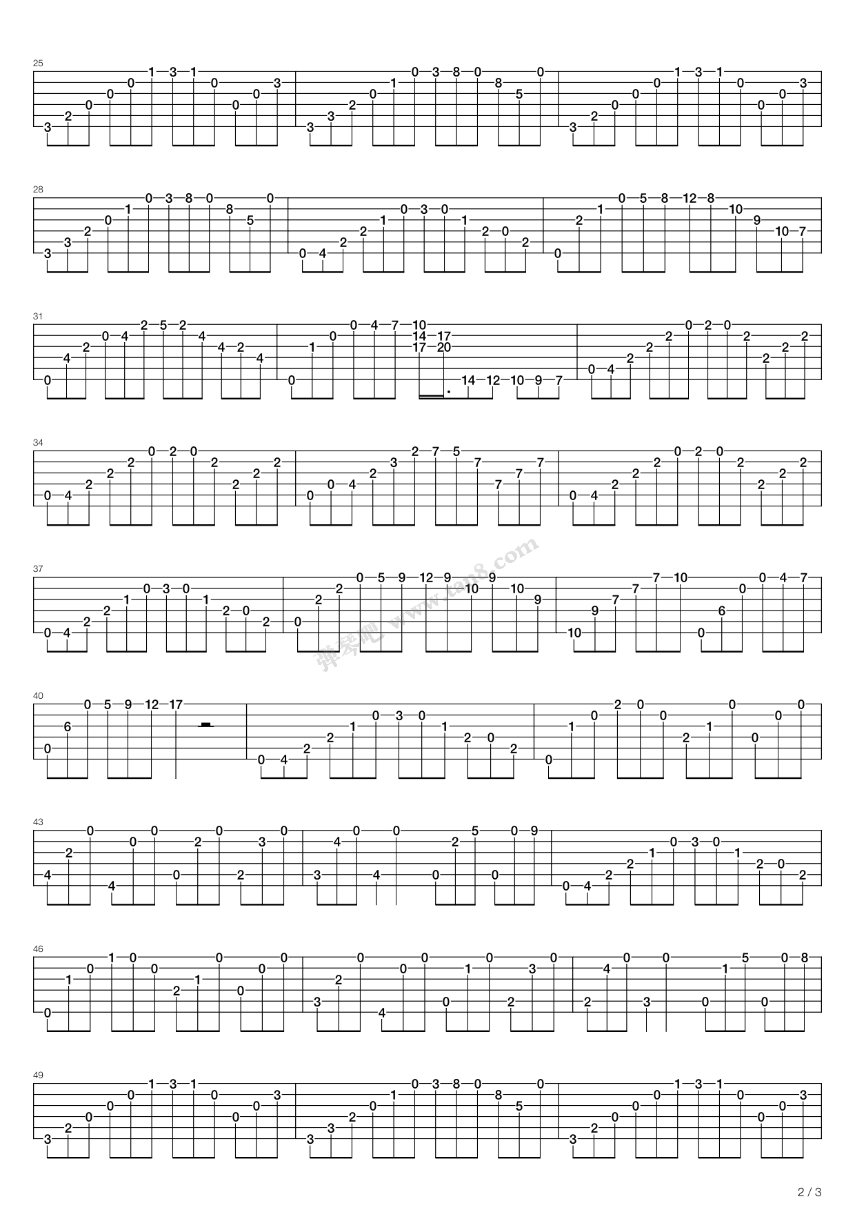 《卡尔卡西练习曲 - 20》吉他谱-C大调音乐网