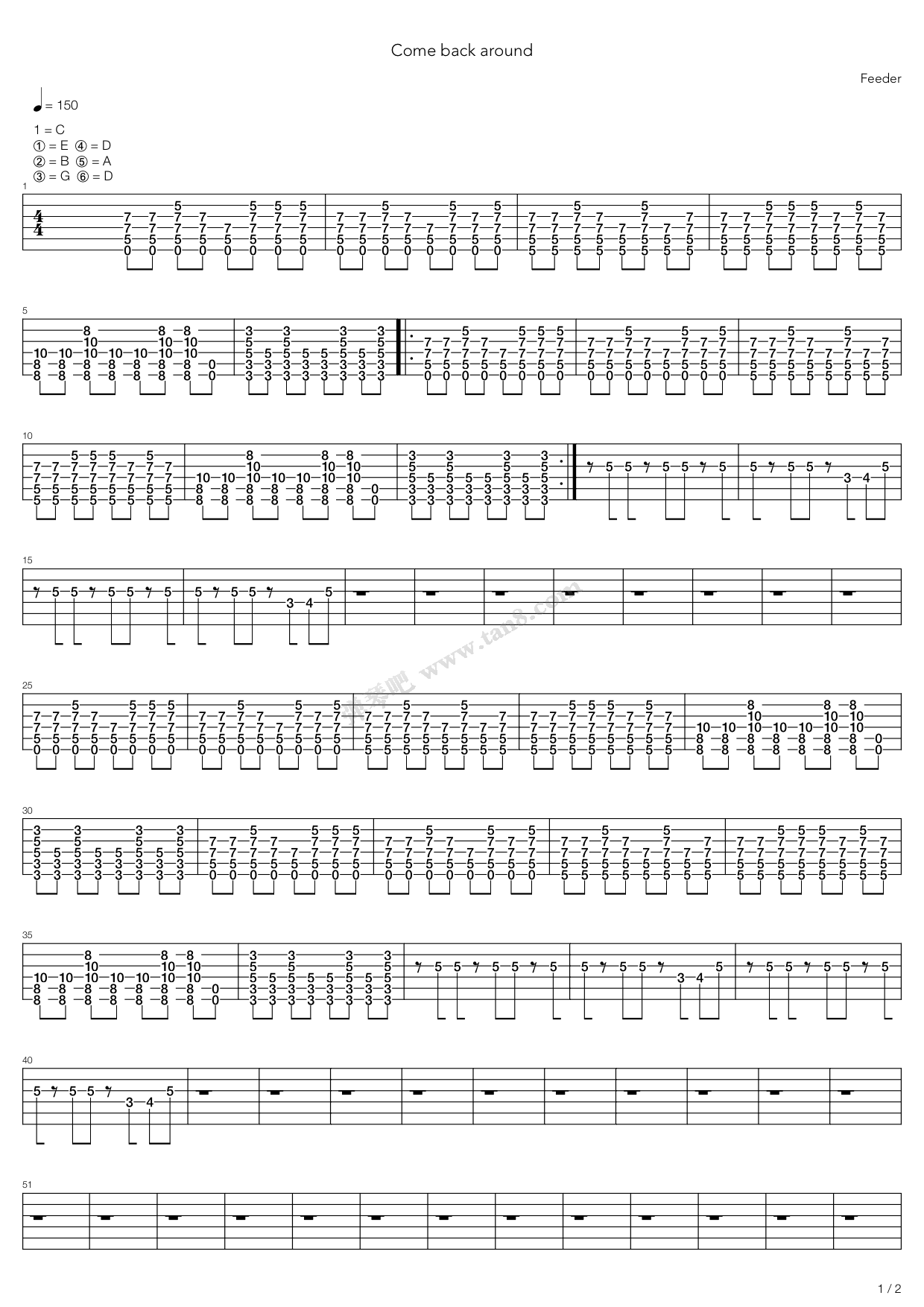 《Come Back Around》吉他谱-C大调音乐网