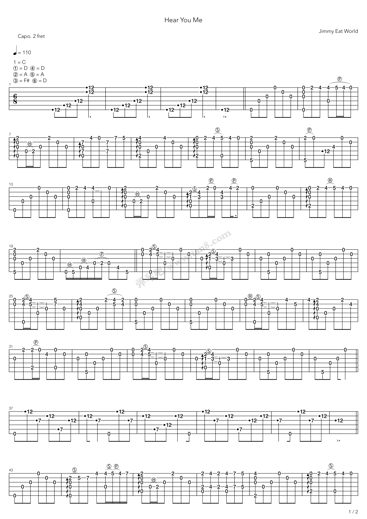 《Hear You Me》吉他谱-C大调音乐网