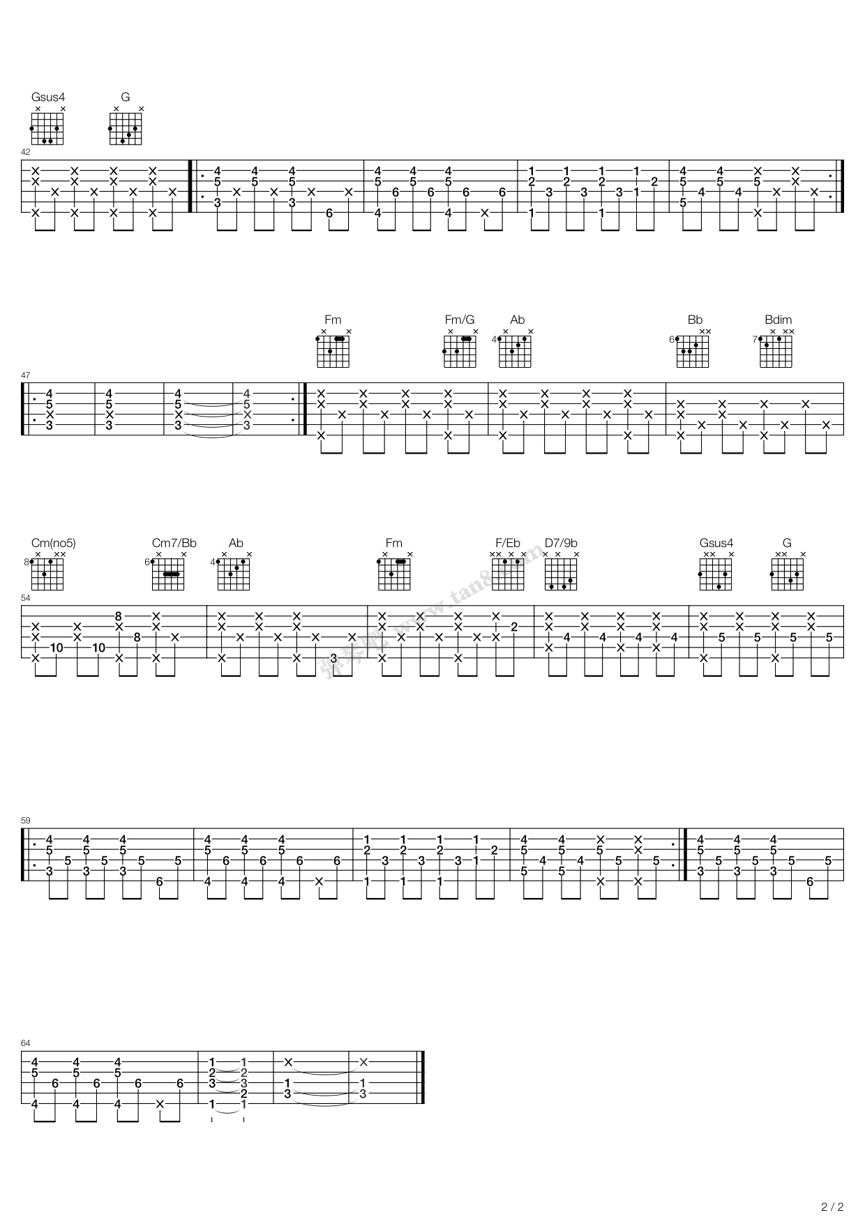 《Skyfall》吉他谱-C大调音乐网