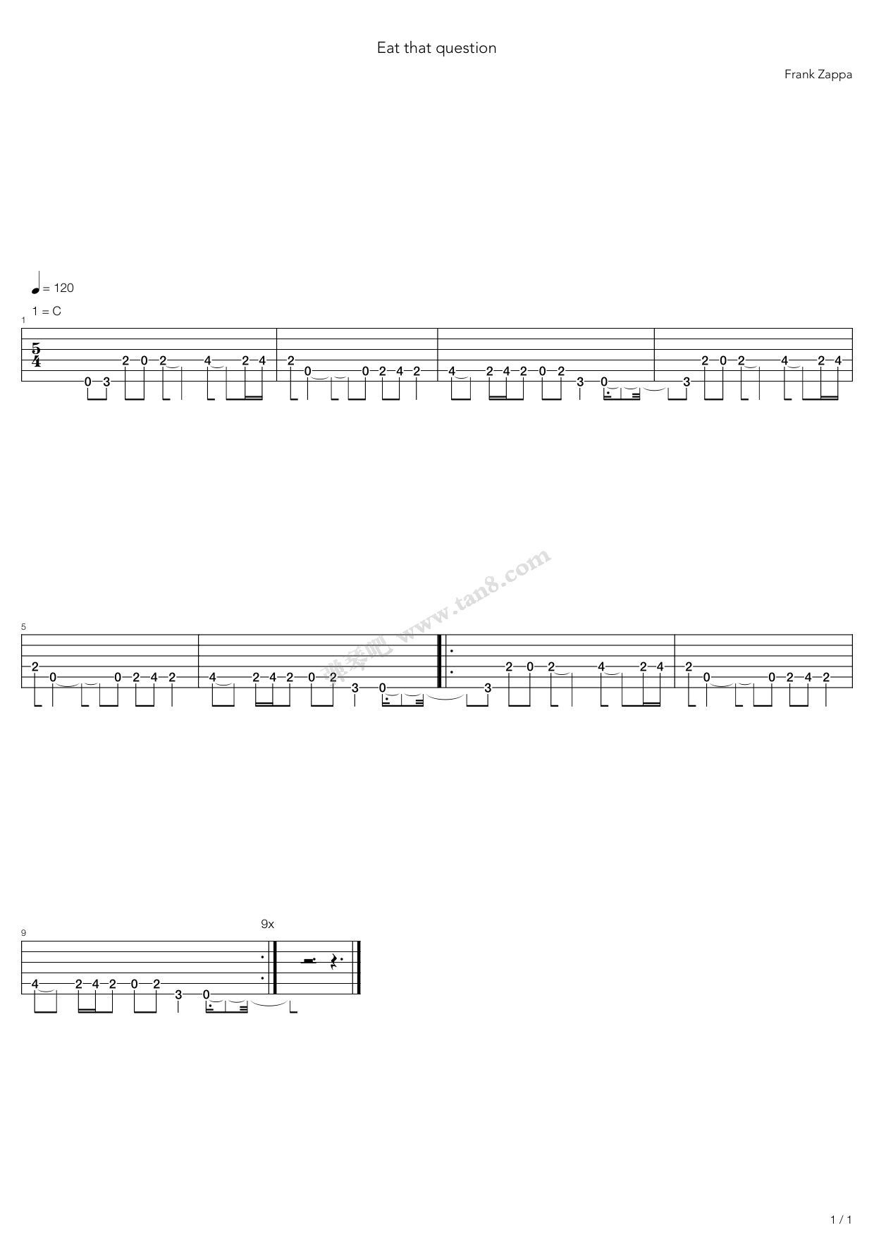 《Eat That Question》吉他谱-C大调音乐网