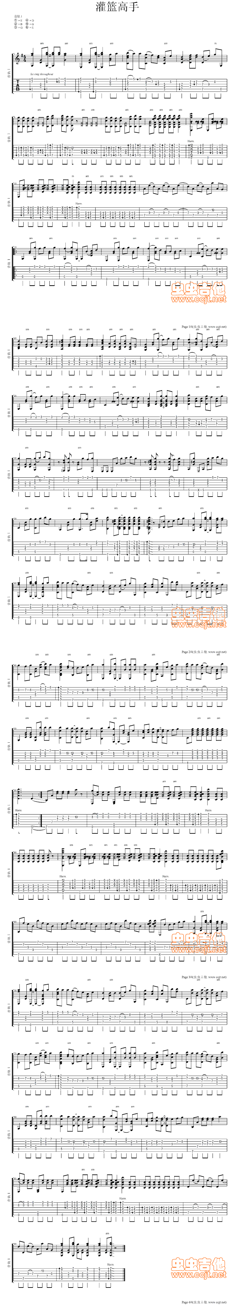 《灌篮高手片头单吉他版》吉他谱-C大调音乐网