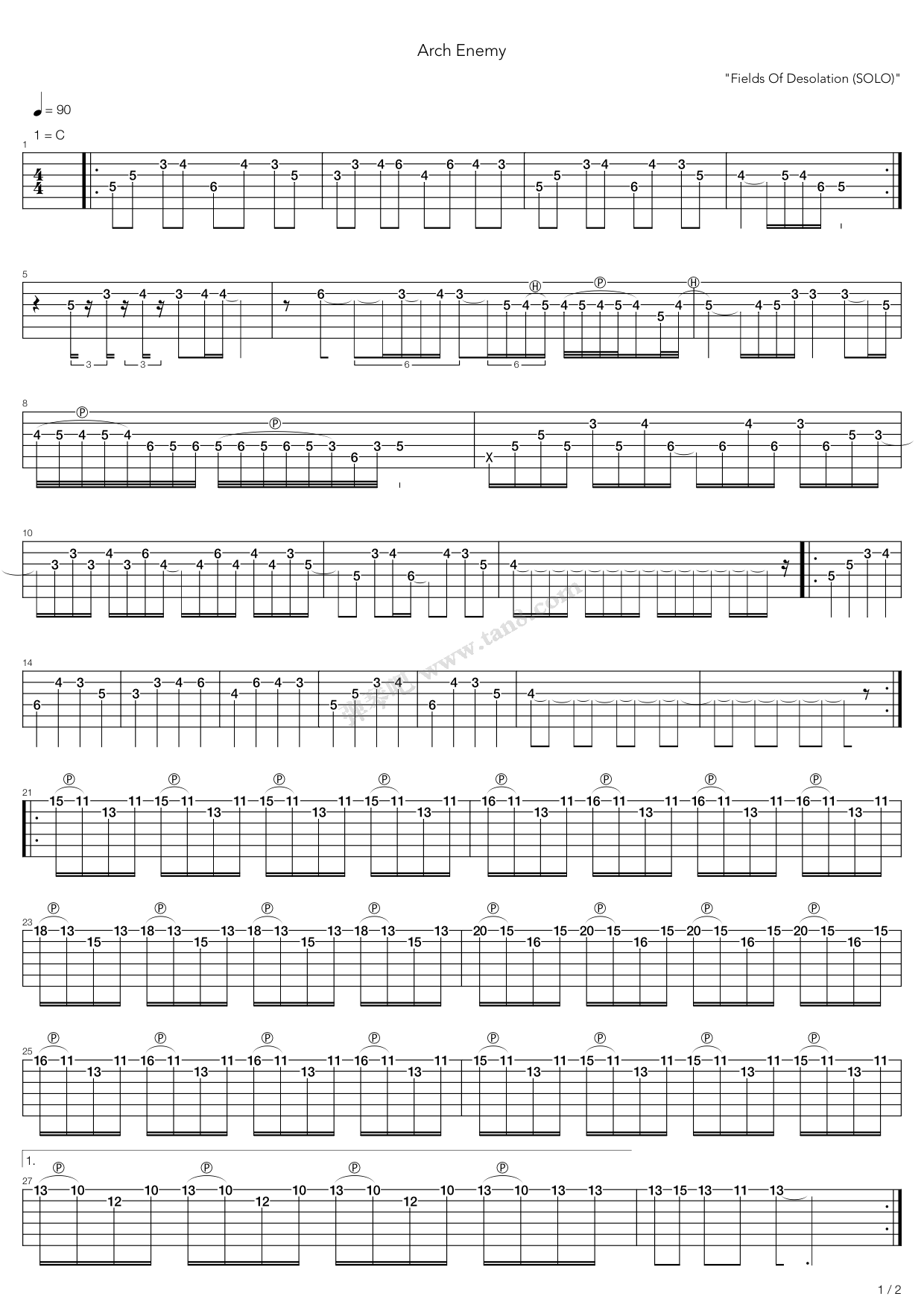 《Fields Of Desolation》吉他谱-C大调音乐网